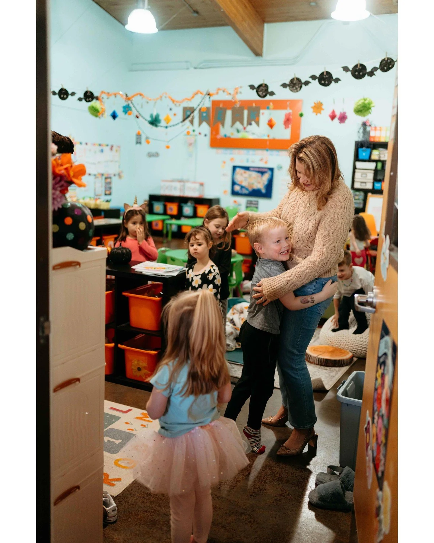 This week I watched one of our new families during their first drop-off.

The mom was nervous. 
The little one was clinging. 

It was hard.

But our teacher? She got down on the child's level, smiled warmly, and said, "I'm SO excited you're here