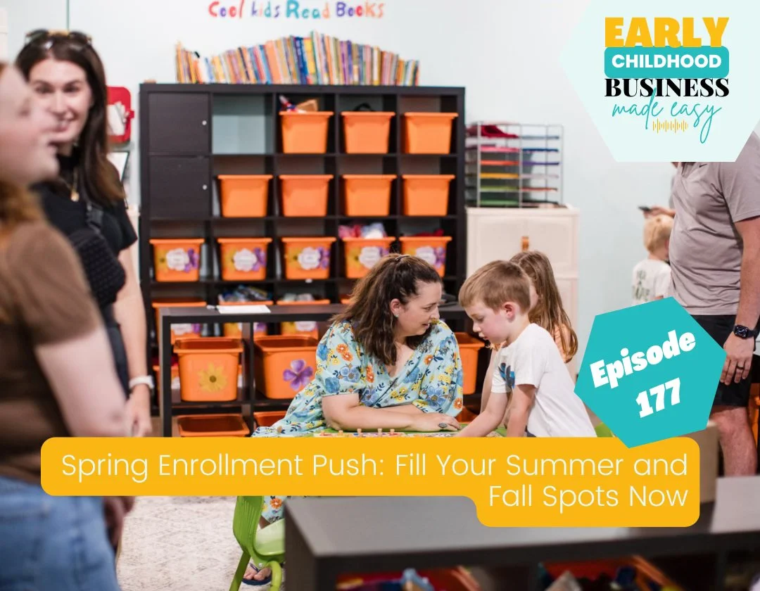 🎙️ This week on the Early Childhood Business Made Easy Podcast: 

Spring Enrollment Push: Fill Your Summer and Fall Spots Now. 

Scrambling in May/June to fill camps and fall enrollment? 

You're starting too late. 

In this episode, we're breaking 