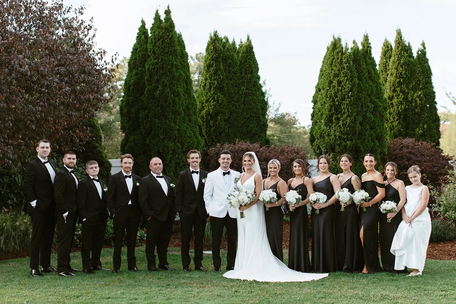 Massachusetts wedding party black and white theme