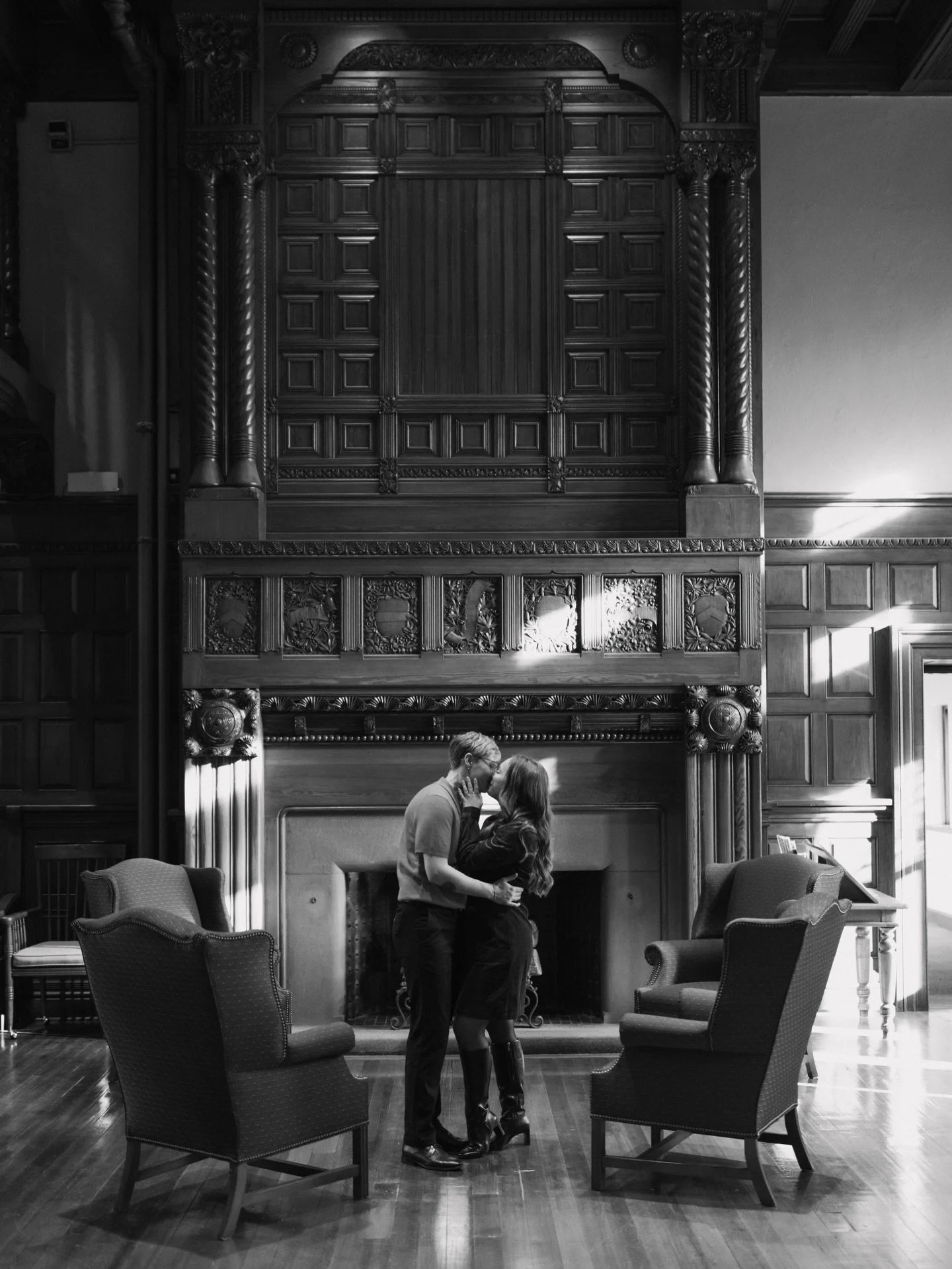 An intimate engagement session for Rachel and Makenna at the beautiful, historic Thomas Crane Library. It was a space full of character and quiet moments, where their connection came through so naturally! Since we had to keep things low-key in the li
