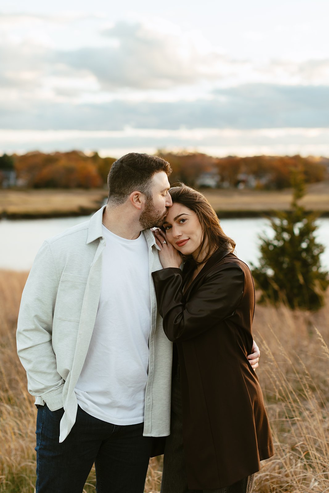 boston engagement couple in fall