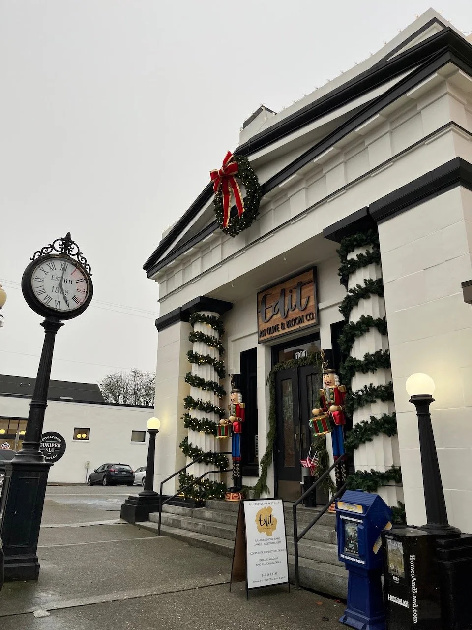 Wreath and garland installation