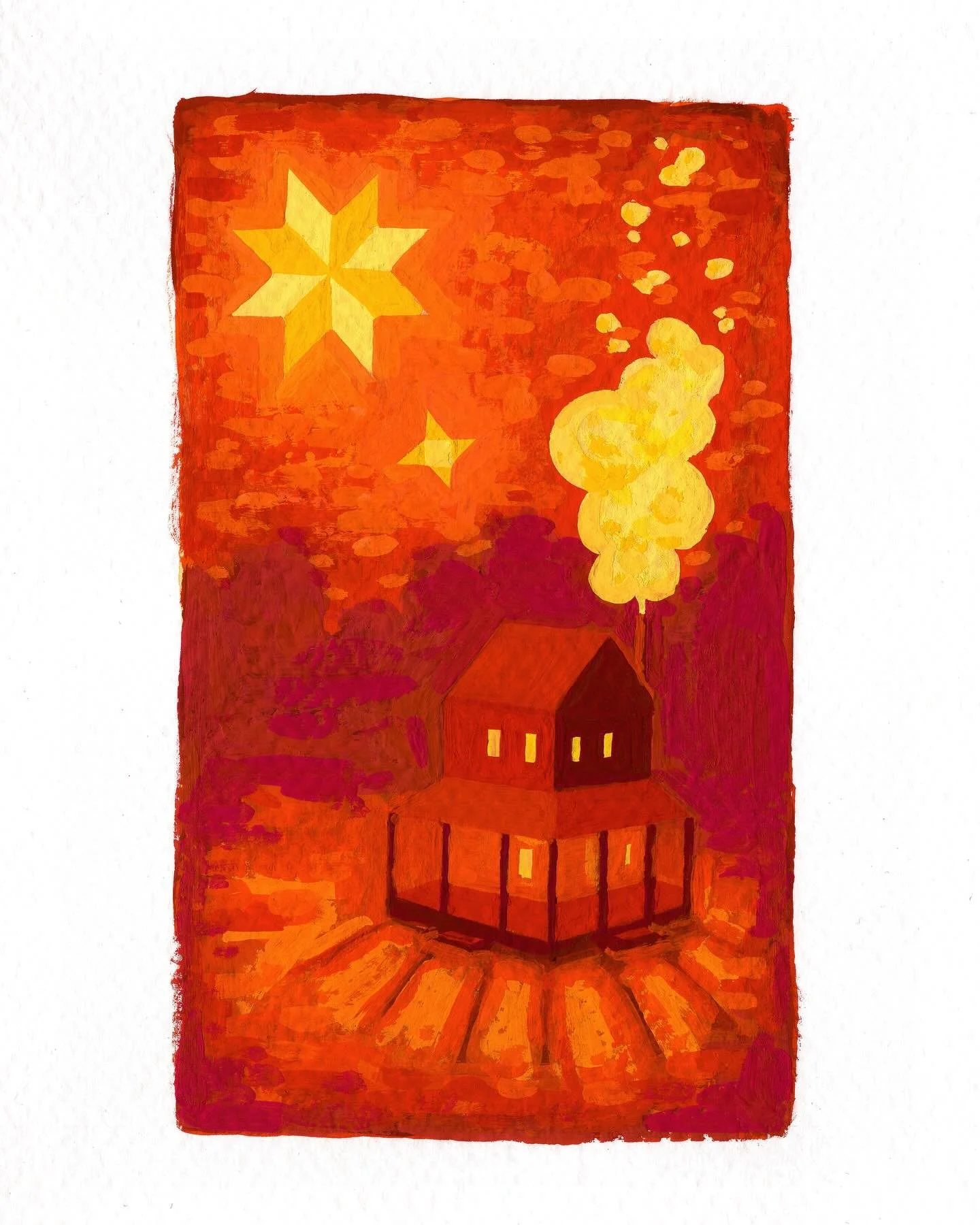 By the Fire
2025
5 x 7 inches
Gouache on paper 

Thank you to everyone who came out to Renegade Craft this past weekend in Brooklyn, it was so much fun!! I&rsquo;ll be at Renegade Manhattan this weekend (12/13 and 12/14) with this painting, a bunch o