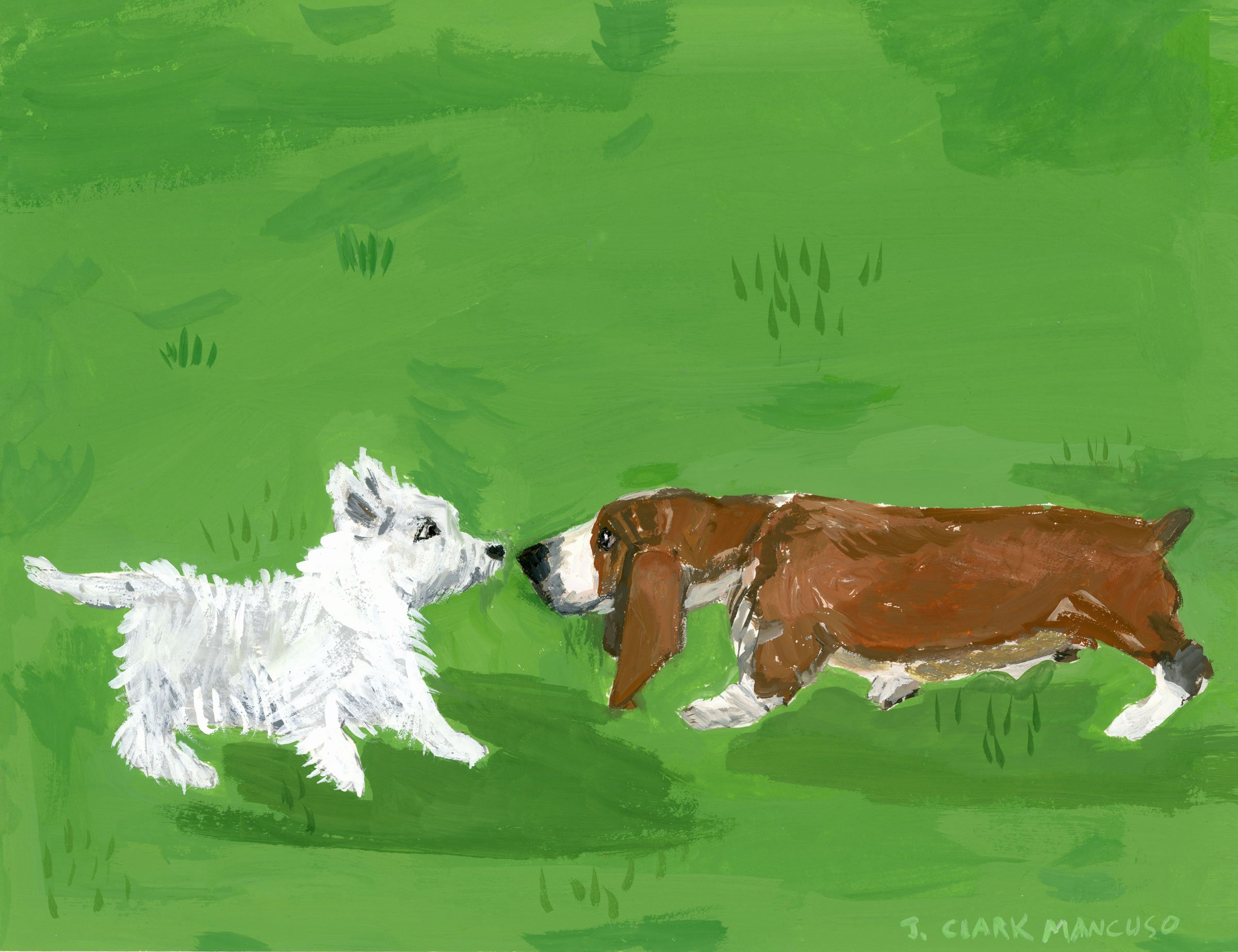 west-highland-terrier-and-basset-hound-at-dog-park-painting-9.75x7.5.jpg