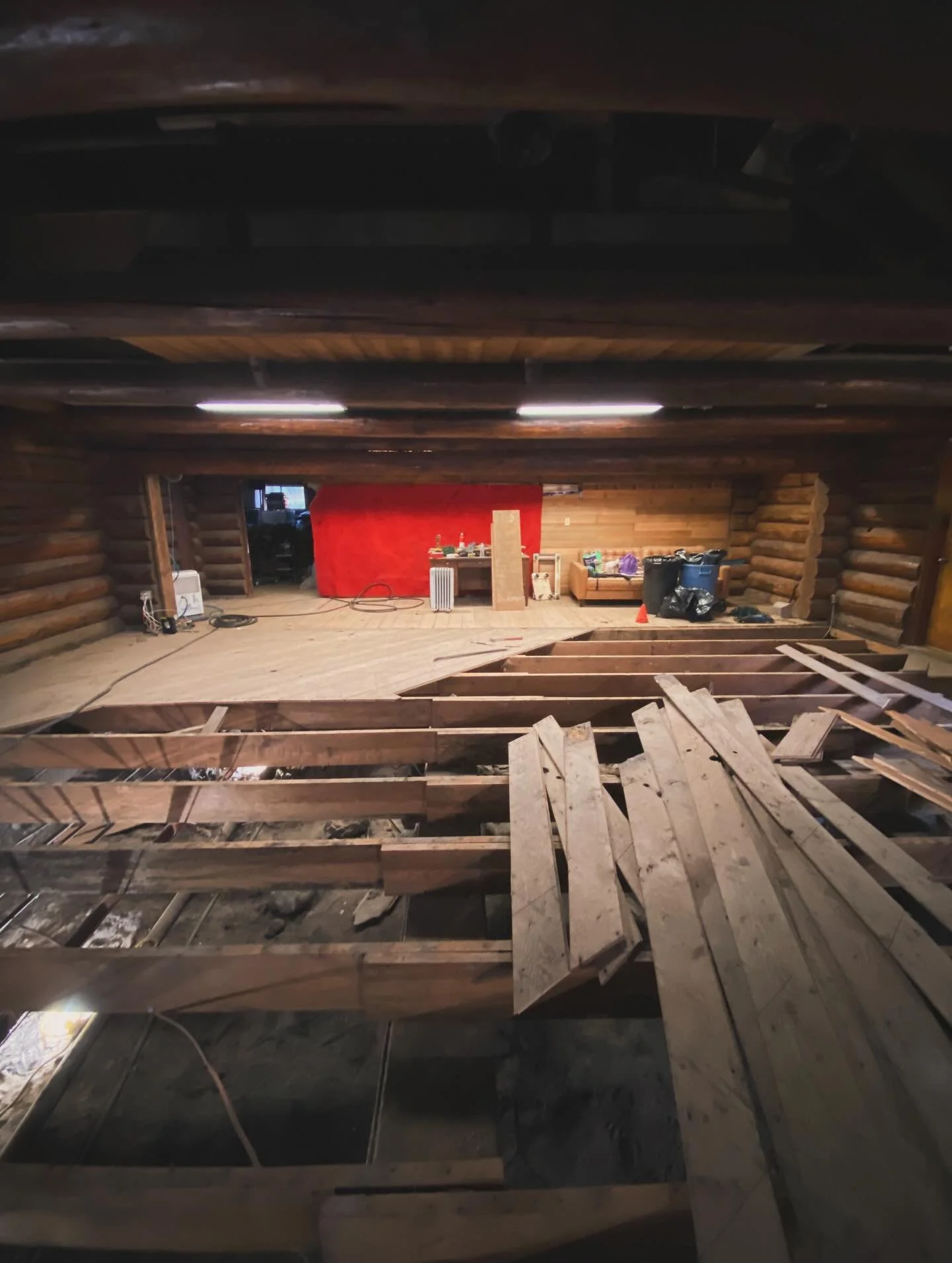 December of 2024 was time for the last of the main room floor to go. Didn&rsquo;t find any treasures this time, but at least the plumber from 1967 left his calling card. Next up on the list was to dig out all of the earth so that there would be room 
