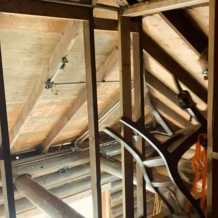 August 2026. Had to move a bunch of old chairs from the upper floor of the lodge before demolishing part of the balcony. Wasn&rsquo;t too enthusiastic about going up and down the spiral stairs with chairs in hand, so came up with this method which wa
