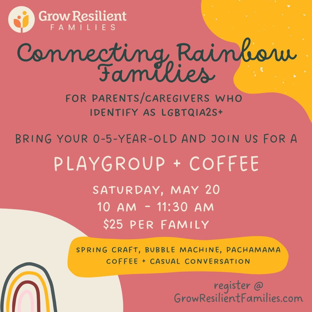 Bring your 0-5-year-old and join facilitator, Amanda, for a fun Playgroup + Coffee session for parents/caregivers who identify as LGBTQIA2S+! ✨

This month, our playgroup theme is &ldquo;Spring.&rdquo; We&rsquo;ll have a craft or sensory activity and