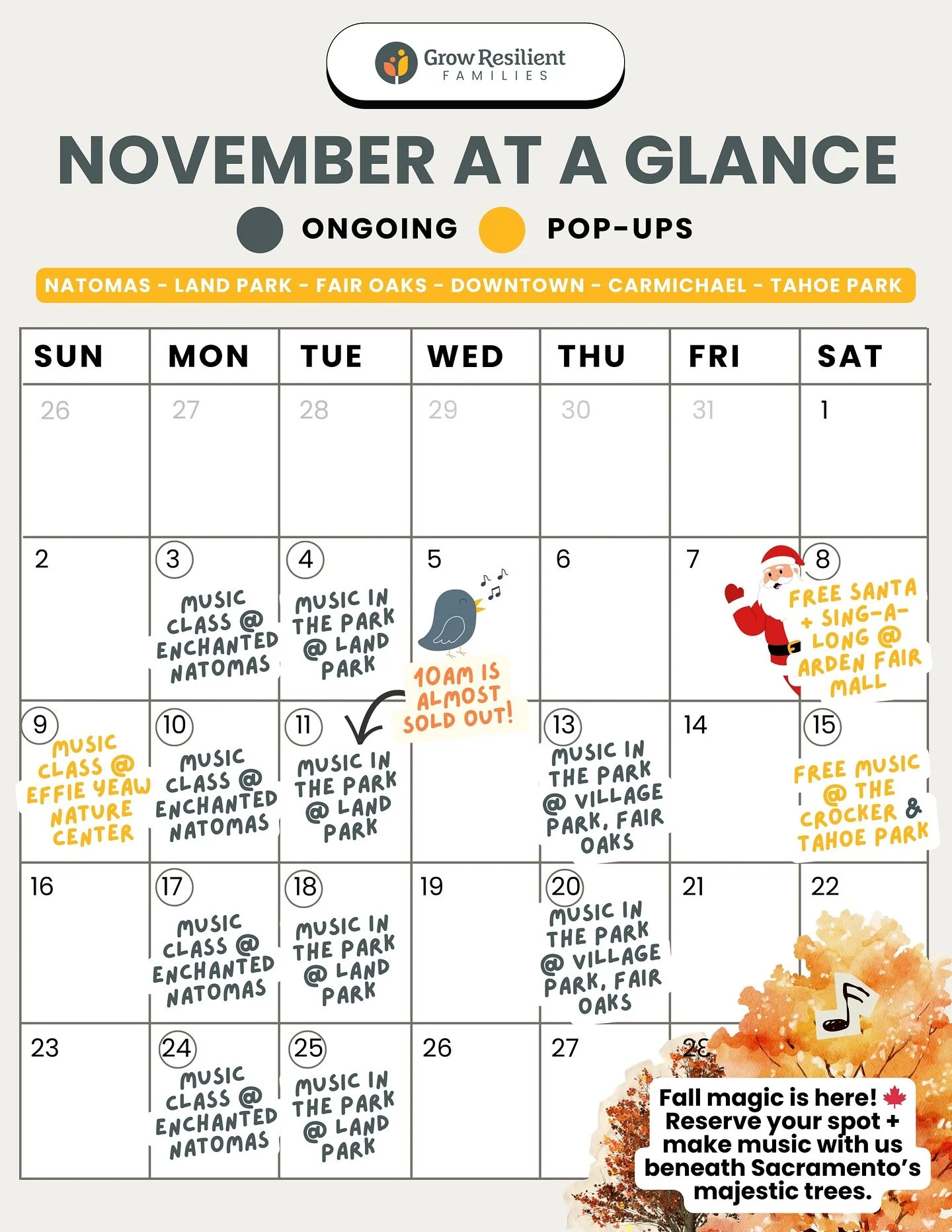 Togetherness, nature, and even freebies, we&rsquo;ve got it all lined up for you to pencil in time to meaningfully connect before the holiday season sweeps you up in a rush. 🍂✨

Weekly Classes &amp; Limited Series: 🎵 Mondays &ndash; Enchanted Natom