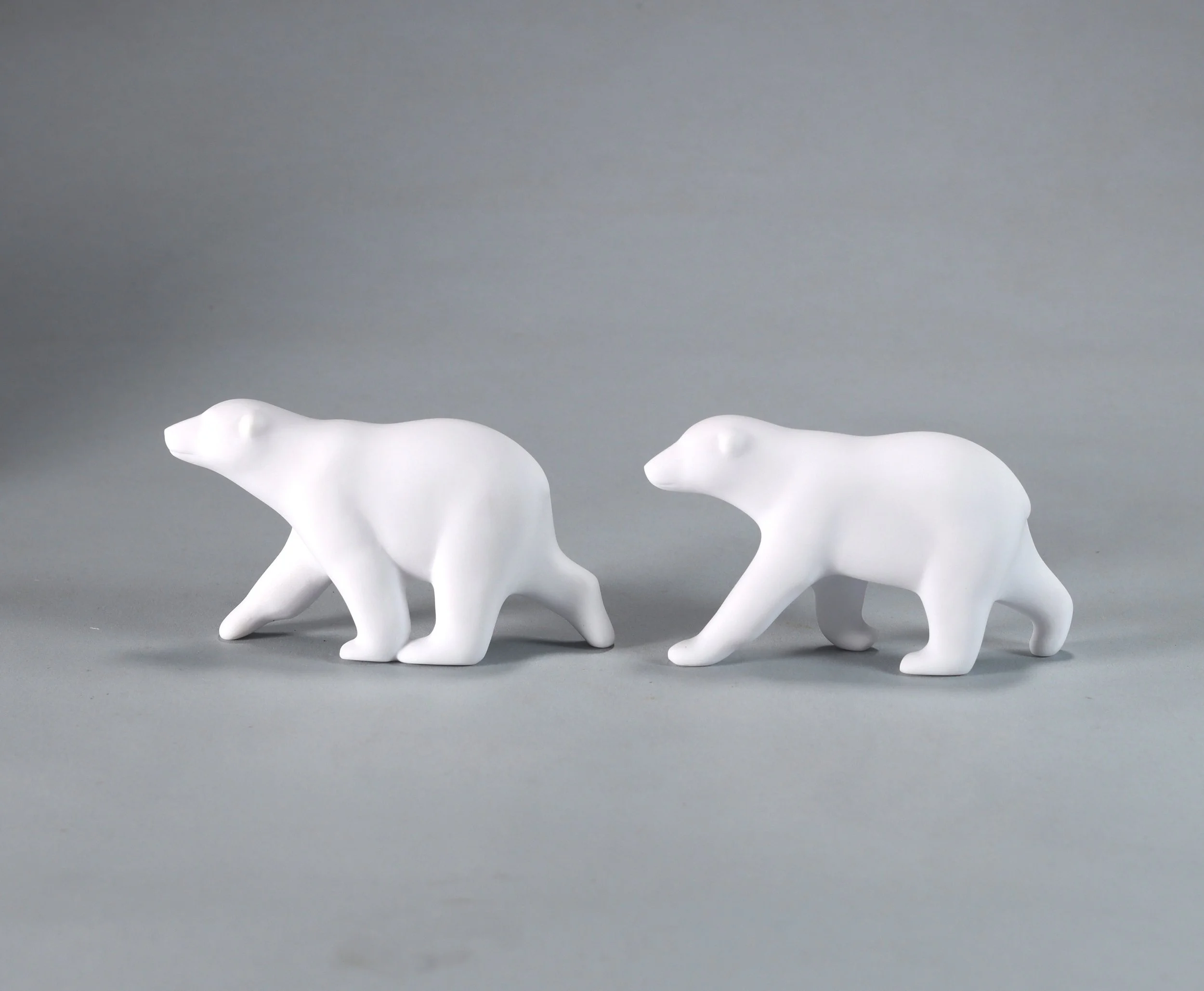 Polar Bear Cub Duo Sculpture Pellucida 4in Long (Free Standing)