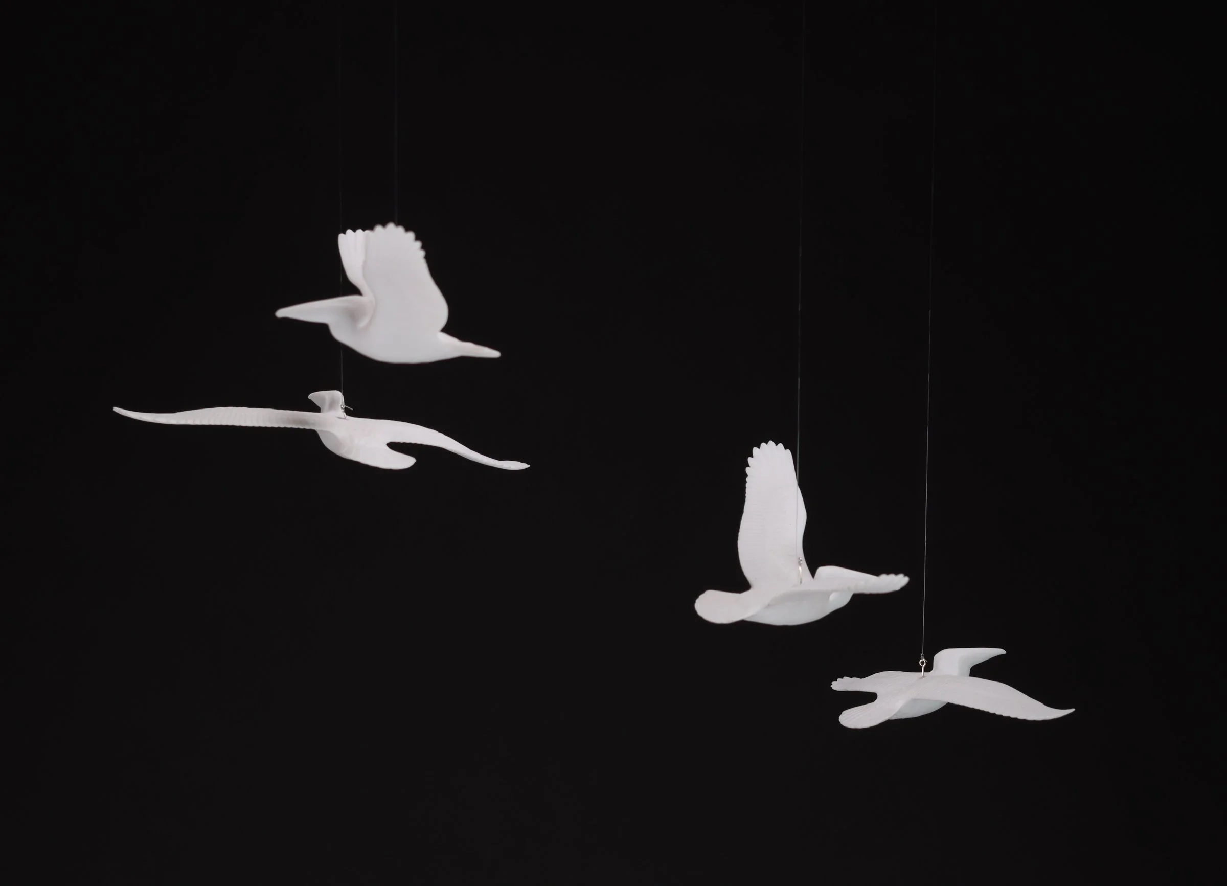 4  Pelican Mobile Sculpture Pellucida 6in Wingspan