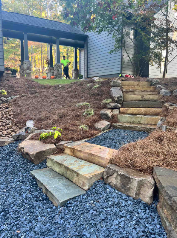Stone step installation in cobb county