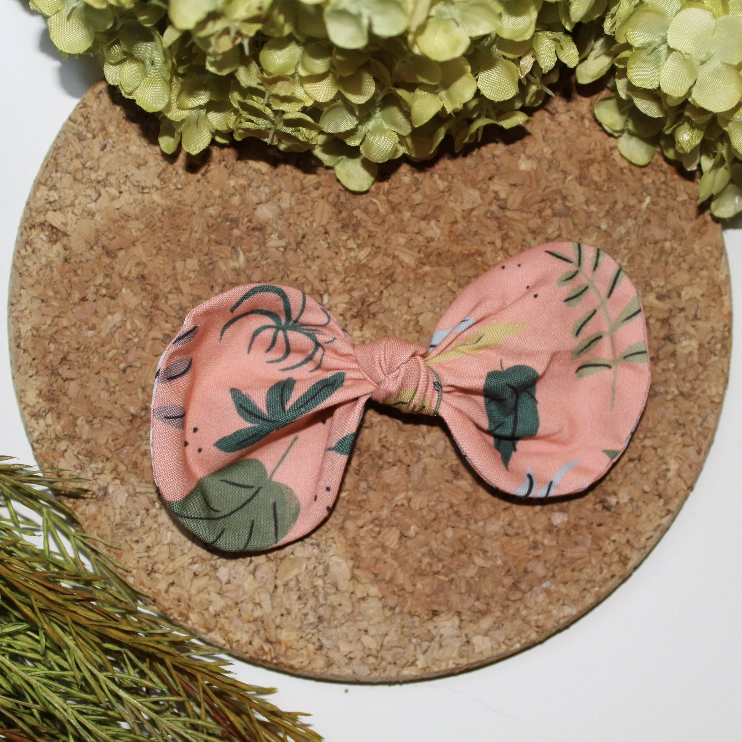 Peach Leaves Hair Bow