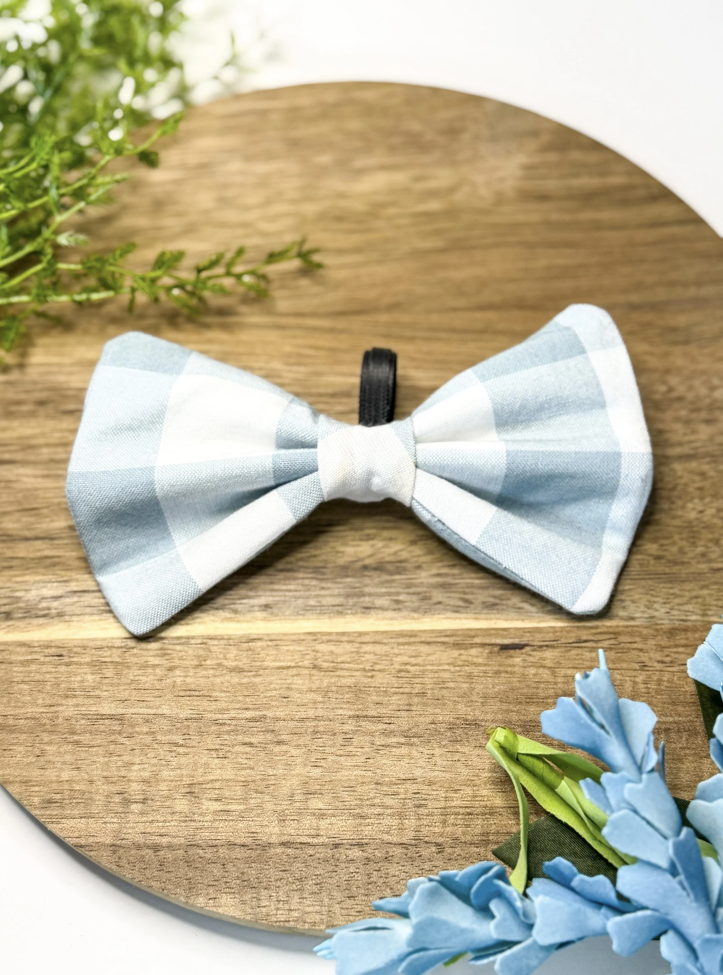 Teal Plaid Bow Tie
