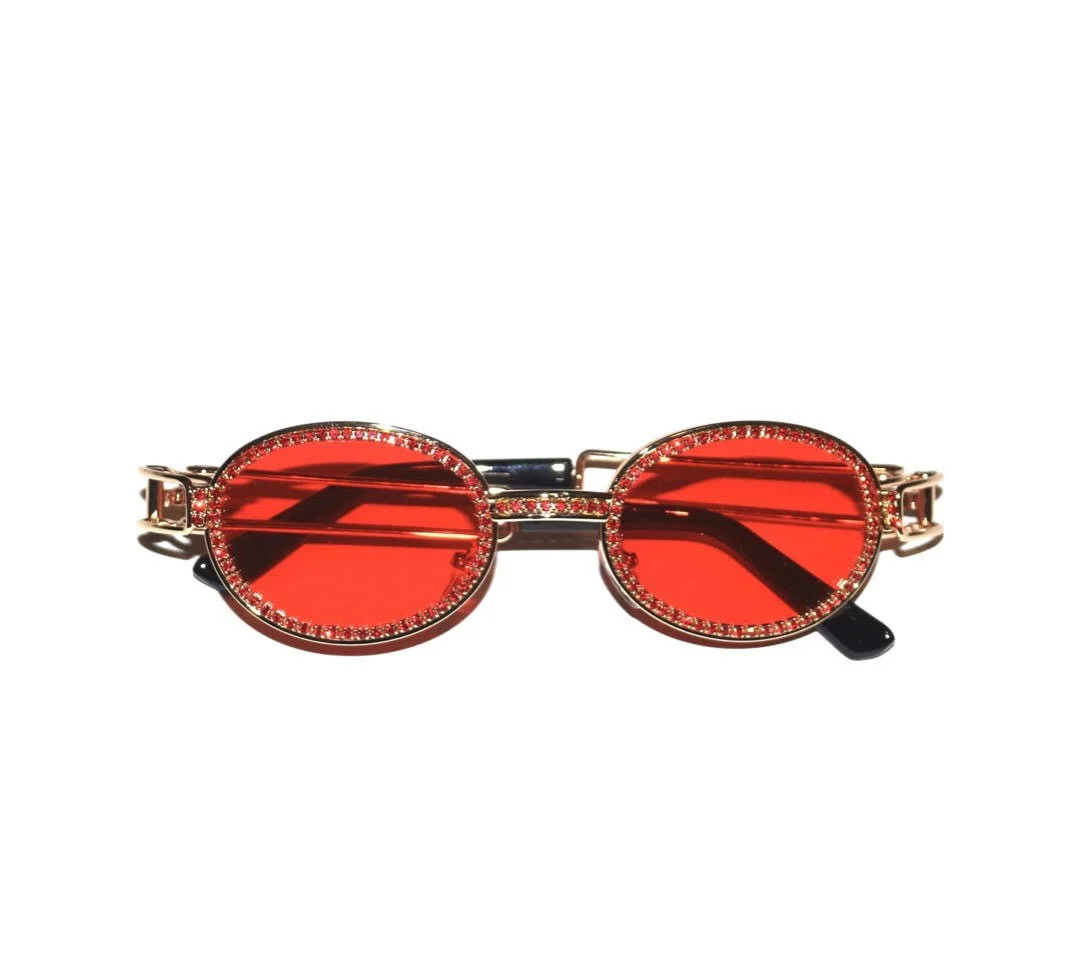 Luxury Red Crystal Diamond Glasses