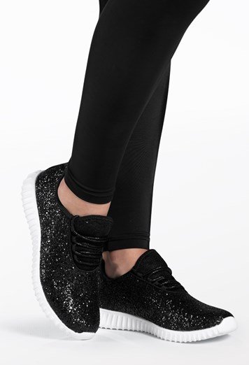 **ALL SIZES** Black Sparkle Tennis Shoes