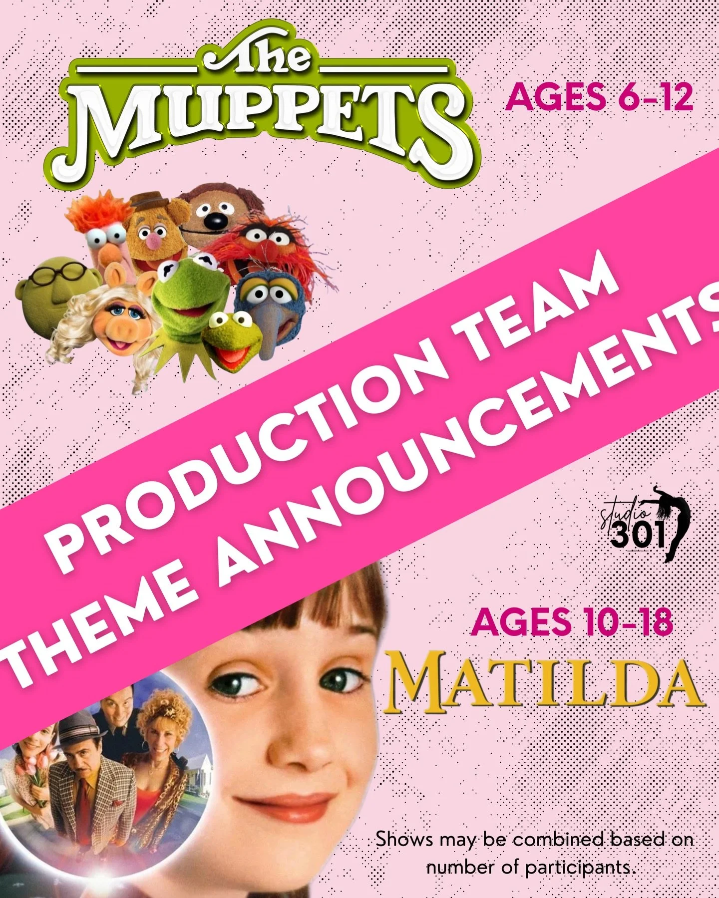 Earlier this week, we shared the exciting news that Studio 301 is introducing Production Teams, small-cast mini productions designed for dancers who love storytelling, character work, and performing on stage.

🤩 Today, we&rsquo;re thrilled to reveal