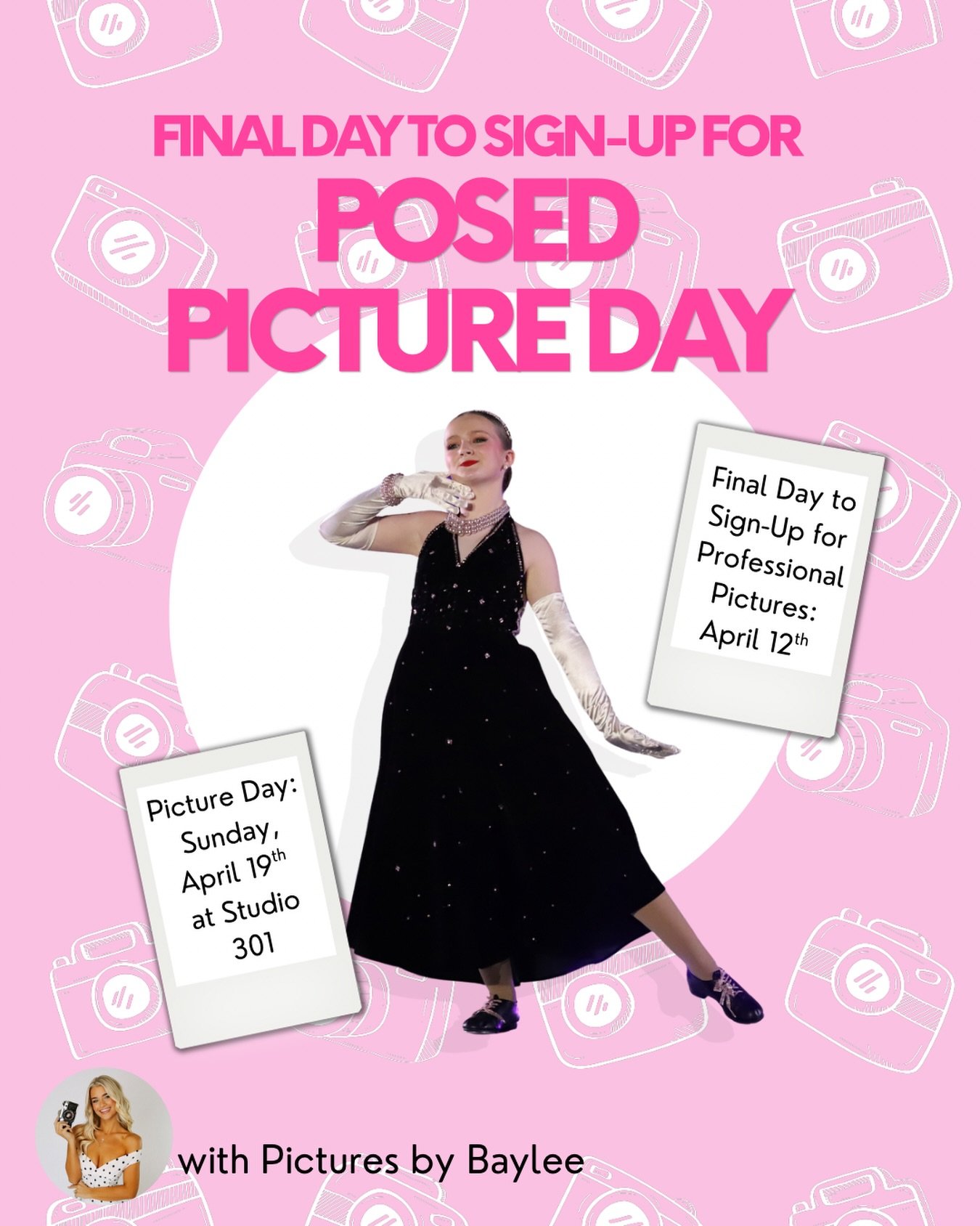 The clock is ticking!! ⏰ Time is running out to reserve your slot in our posed picture day! FINAL DAY TO SIGN-UP > APRIL 12TH !!! 

Join us on April 19th for professional pictures from photographer, Baylee West! 📸 These pictures will make wonderf