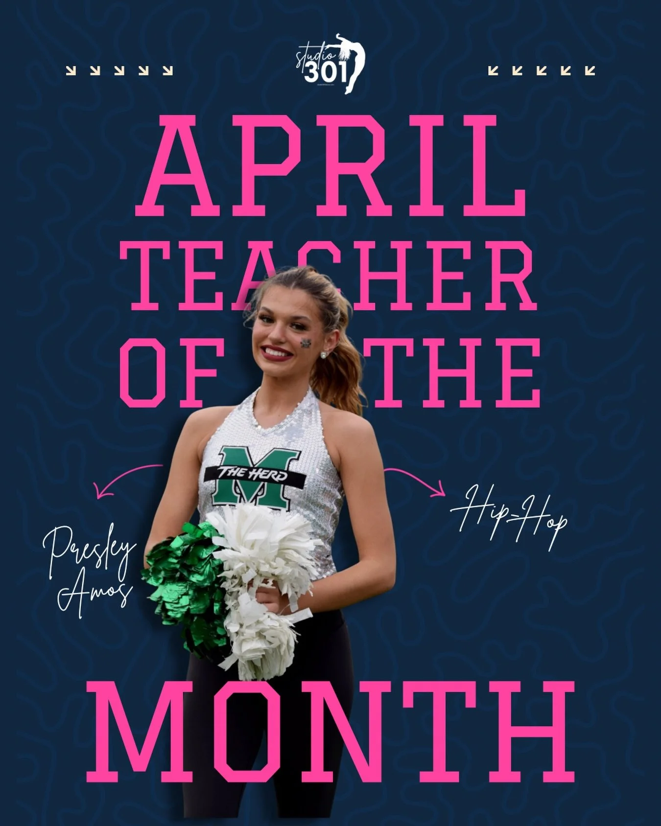 We couldn't let April pass us by without congratulating our teacher of the month!! 💕⭐️👏 Miss Presley, we are so thankful for your talent, expertise, and positive energy! Comment your favorite part of class with Miss Presley below! ⬇️