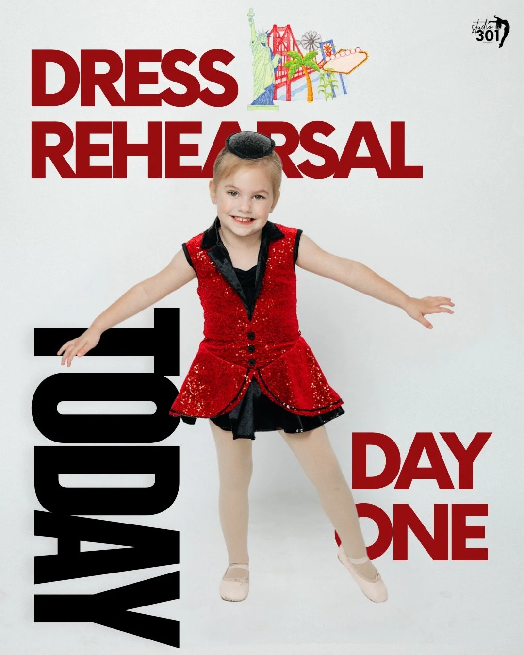 IT'S DAY ONE OF SHOW WEEK!! ⭐️💓 Our Show 1 and Show 2 dress rehearsals are this evening at the Studio! Wear your costume and bring your stage smile! ☺️