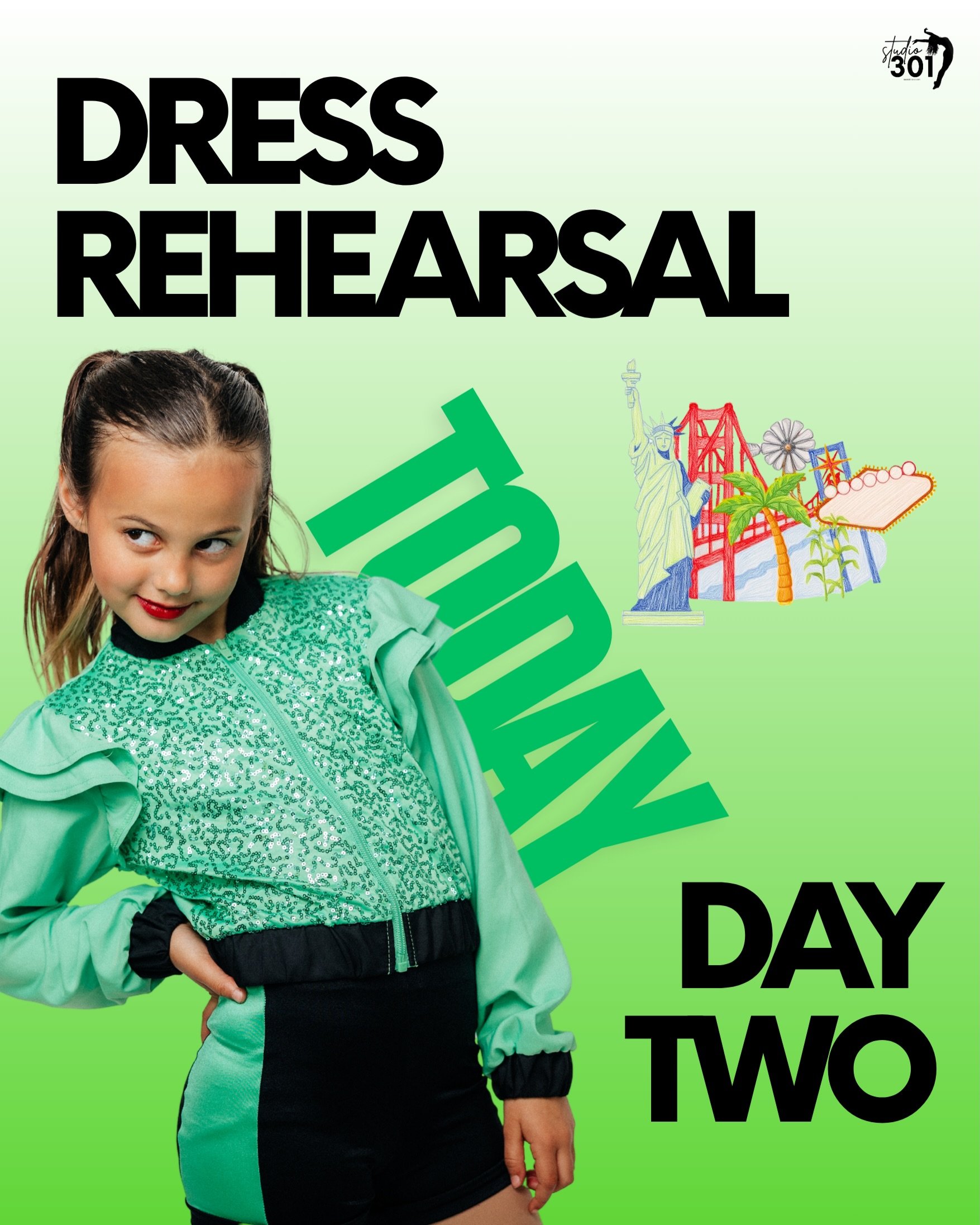 DAY TWO!! Dress Rehearsals for our 3rd and 4th shows is this evening at the studio! We'll see you soon! 🤩