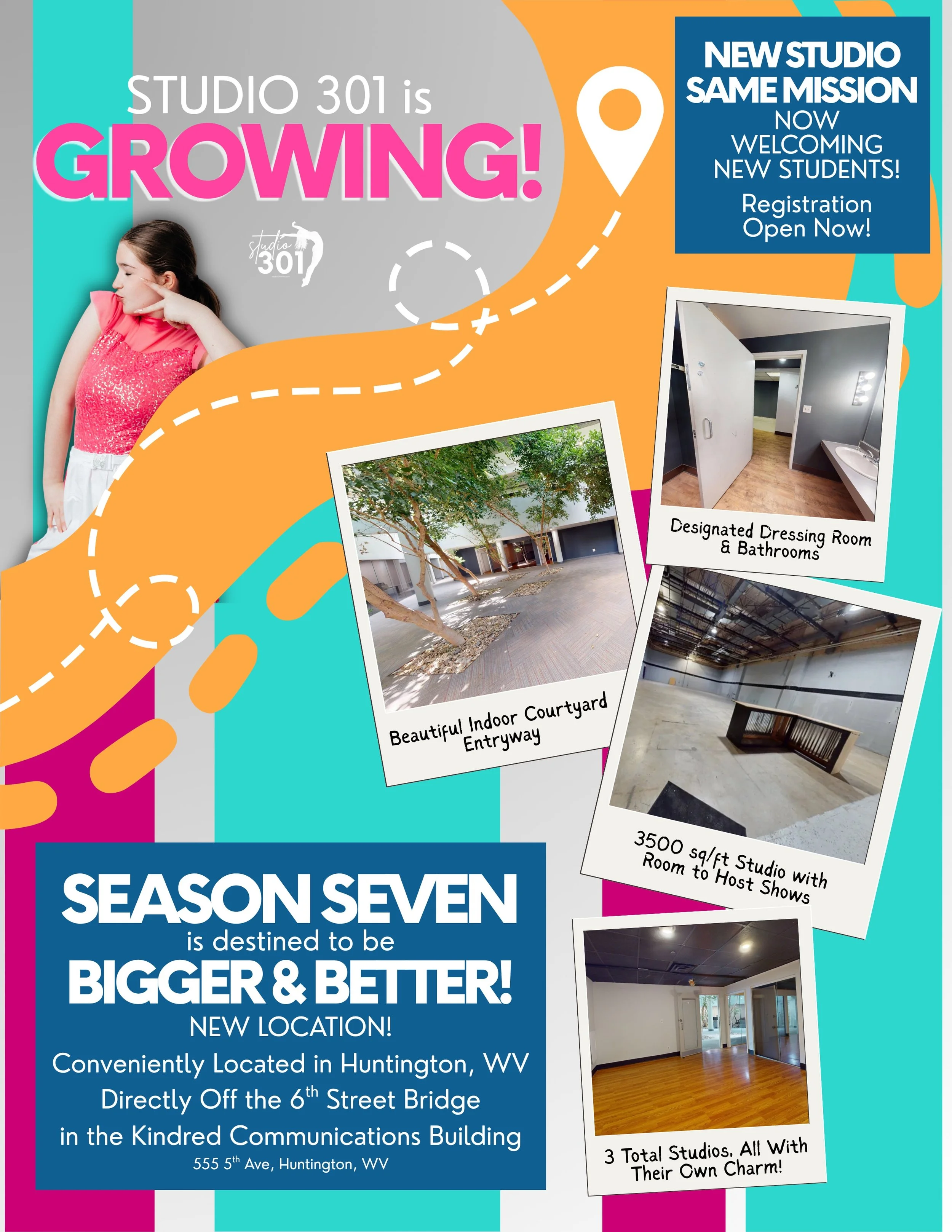 ‼️🌟🤩 Season Seven just got BIGGER! Studio 301 is GROWING and moving into a NEW LOCATION! 

Now Introducing... Our New Dance Home!! 🥹💓 We are blessed beyond measure to continue dancing with you during our 7th season in a space we're sure you'll fa