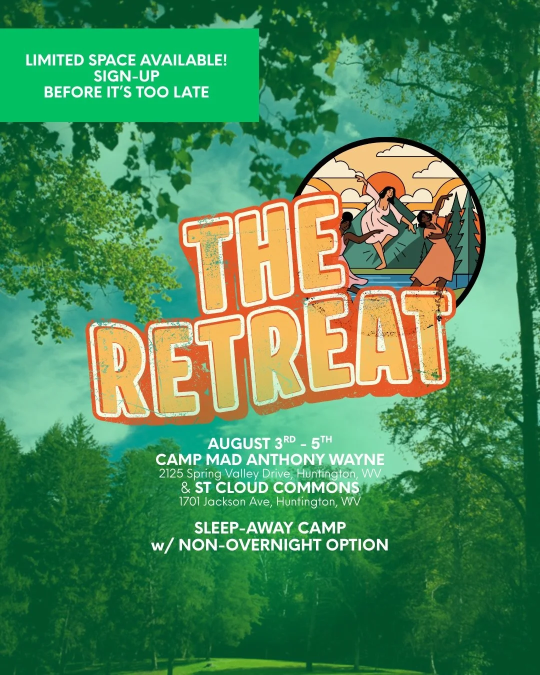 The Retreat is less than one month away, and we're getting more excited each and every day!! 🏕️🤩 We have VERY limited space available in our overnight stay option and a few additional spots open for dancers hoping to join us day-to-day. We would lo