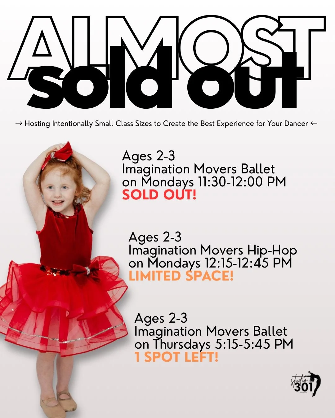 Don't miss out! ⏰🔔 If you've been thinking about joining one of these dance classes, limited space is available! 

We still have a few openings for trials this August! Comment "DANCE" below, and we'll reach out to secure your spot before i