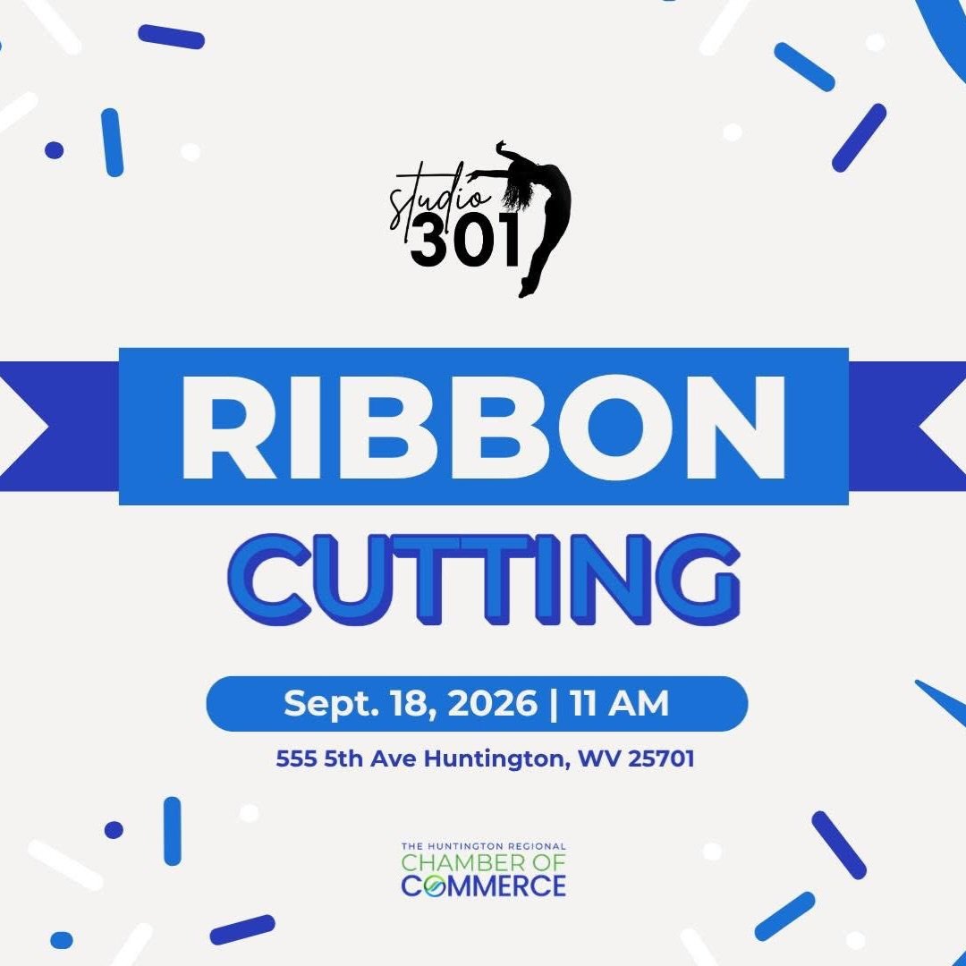 💝✂️ TOMORROW at 11 AM!! Join the Huntington Regional Chamber of Commerce as we celebrate the Ribbon Cutting of Studio 301, now in Huntington, WV! 

We know many of our dancers will be in school, but if you're not busy, we'd love for you to stop by a