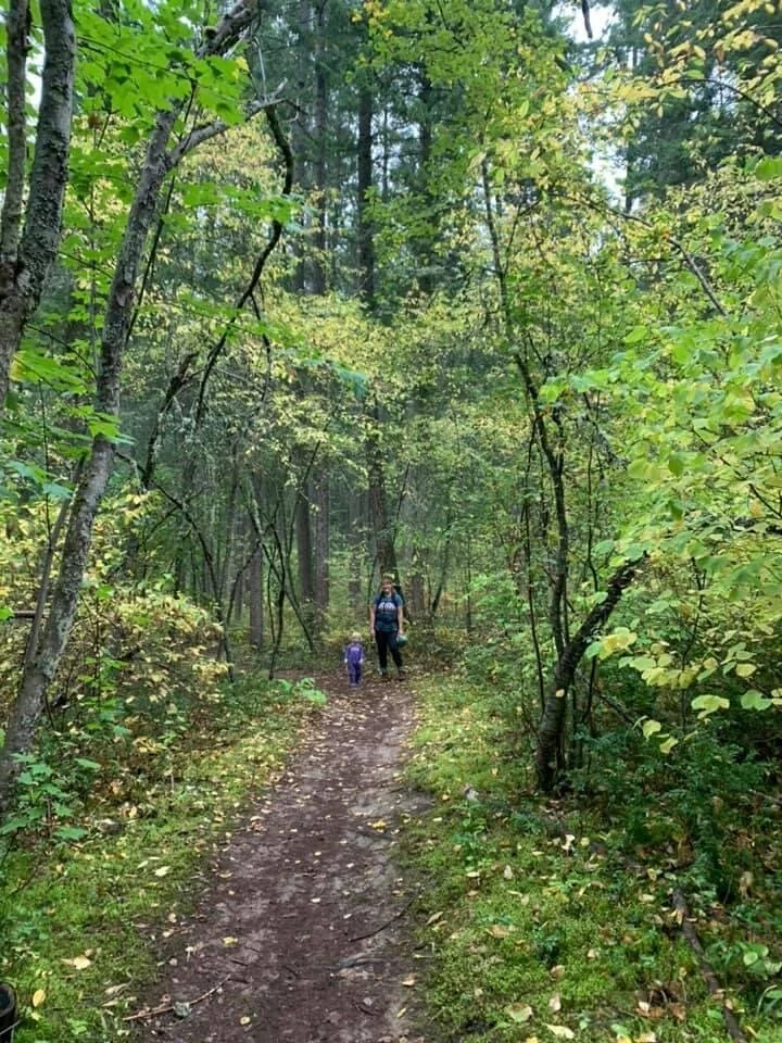 Hiking with kids in the beautiful Shuswap forest on the Balmoral Lower loop, Blind Bay | photo by Marina Shuswap Adventure Girl