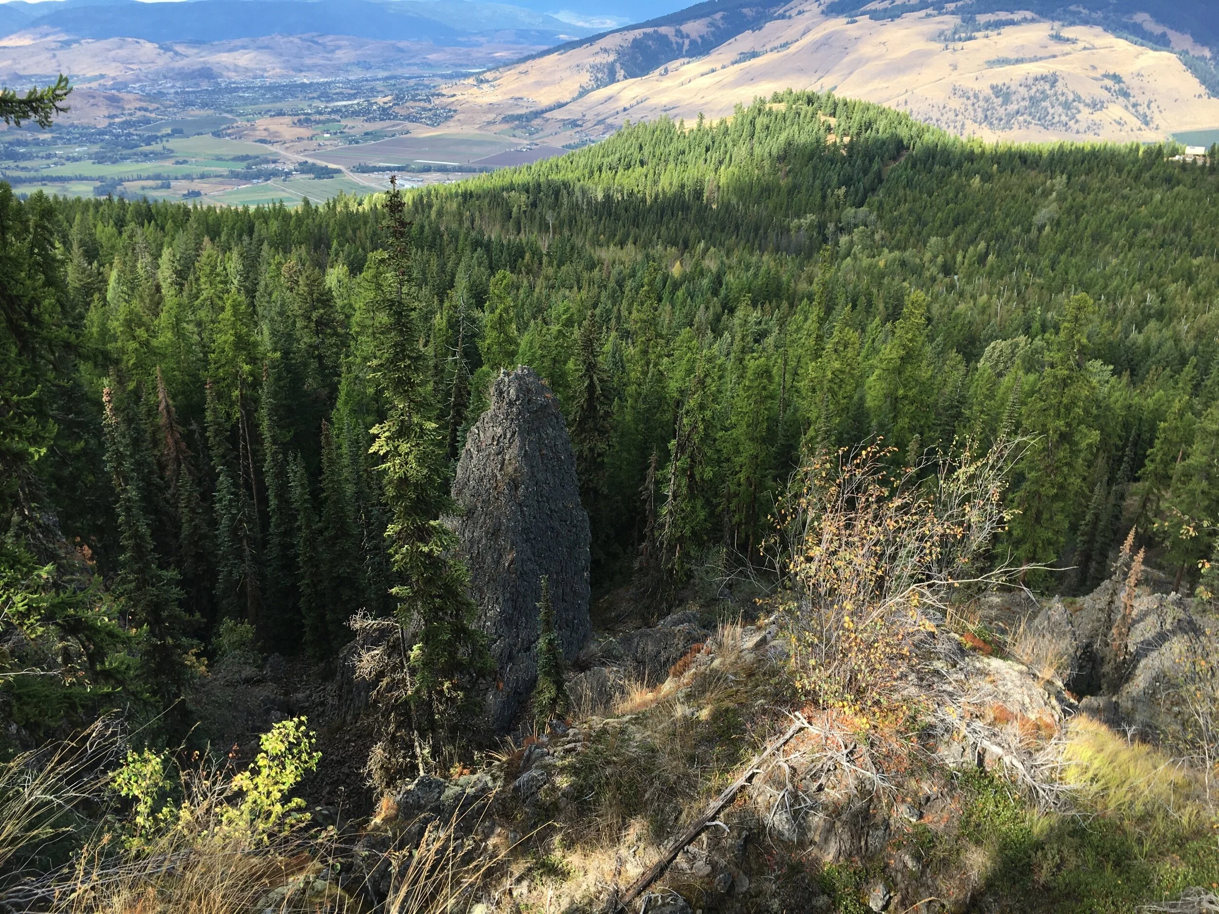 One of the incredible lava spires of the Rim Rocks Shuswap Adventure Girl