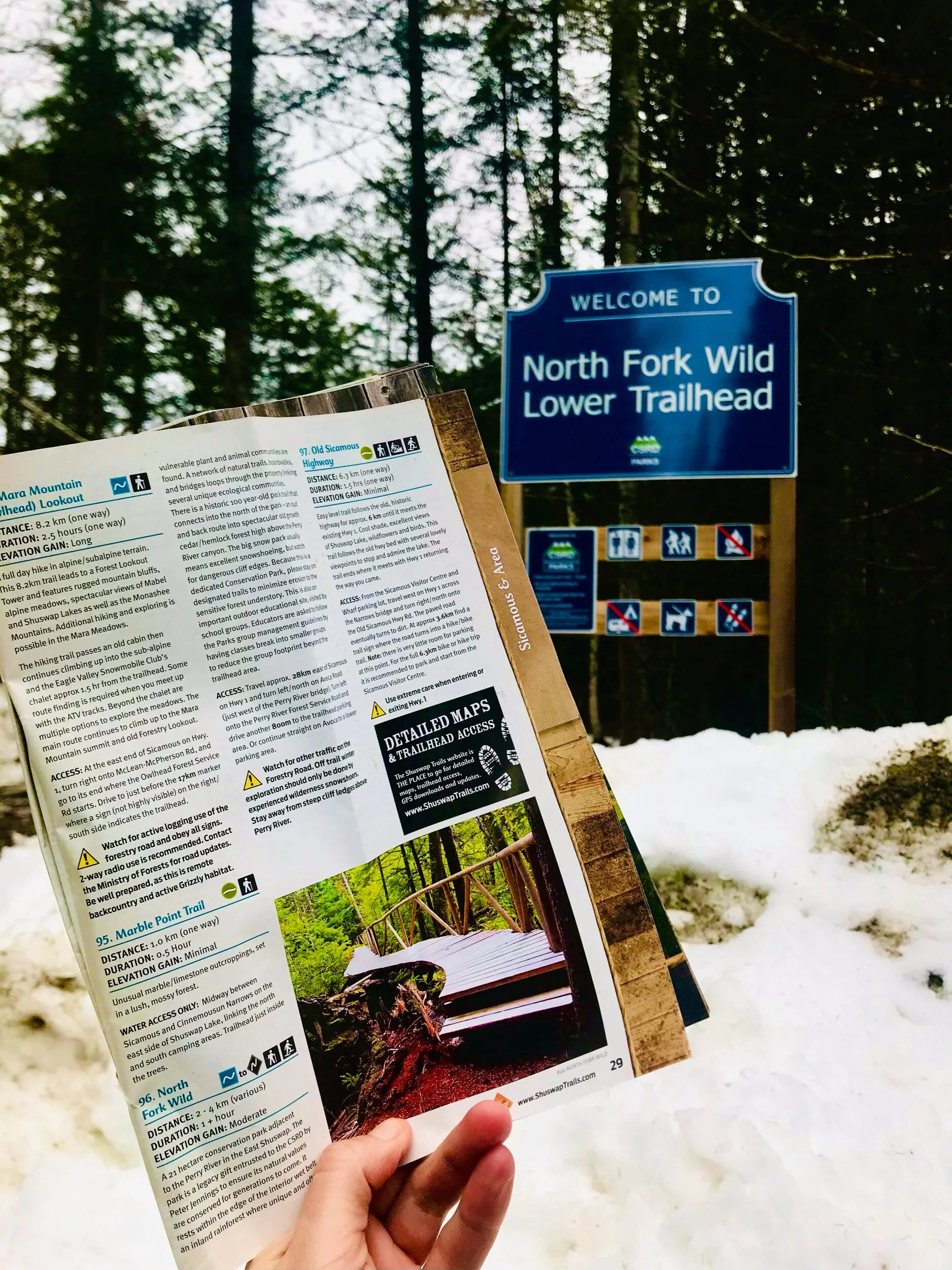 North Fork Wild Lower Trailhead pictured with The Shuswap Traill Alliance Trail Guide Shuswap Adventure Girl