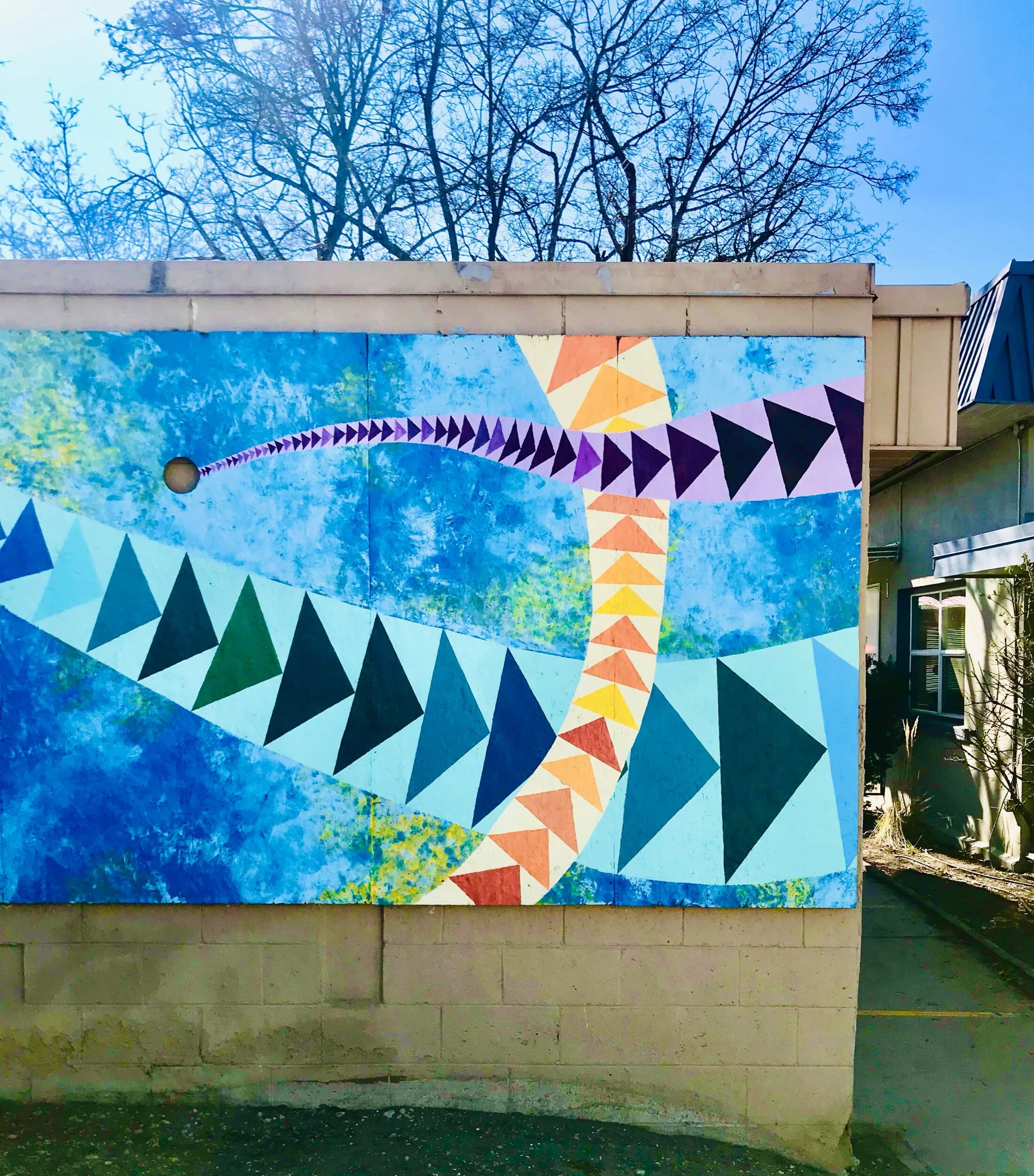 The Barn Quilt Trails “Flying Geese” painted on the towns original 1959 library Shuswap Adventure Girl