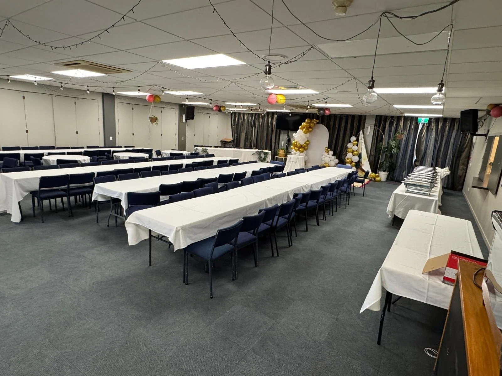 Mataī Lounge - seats over 100, and is adjacent to our kitchen.