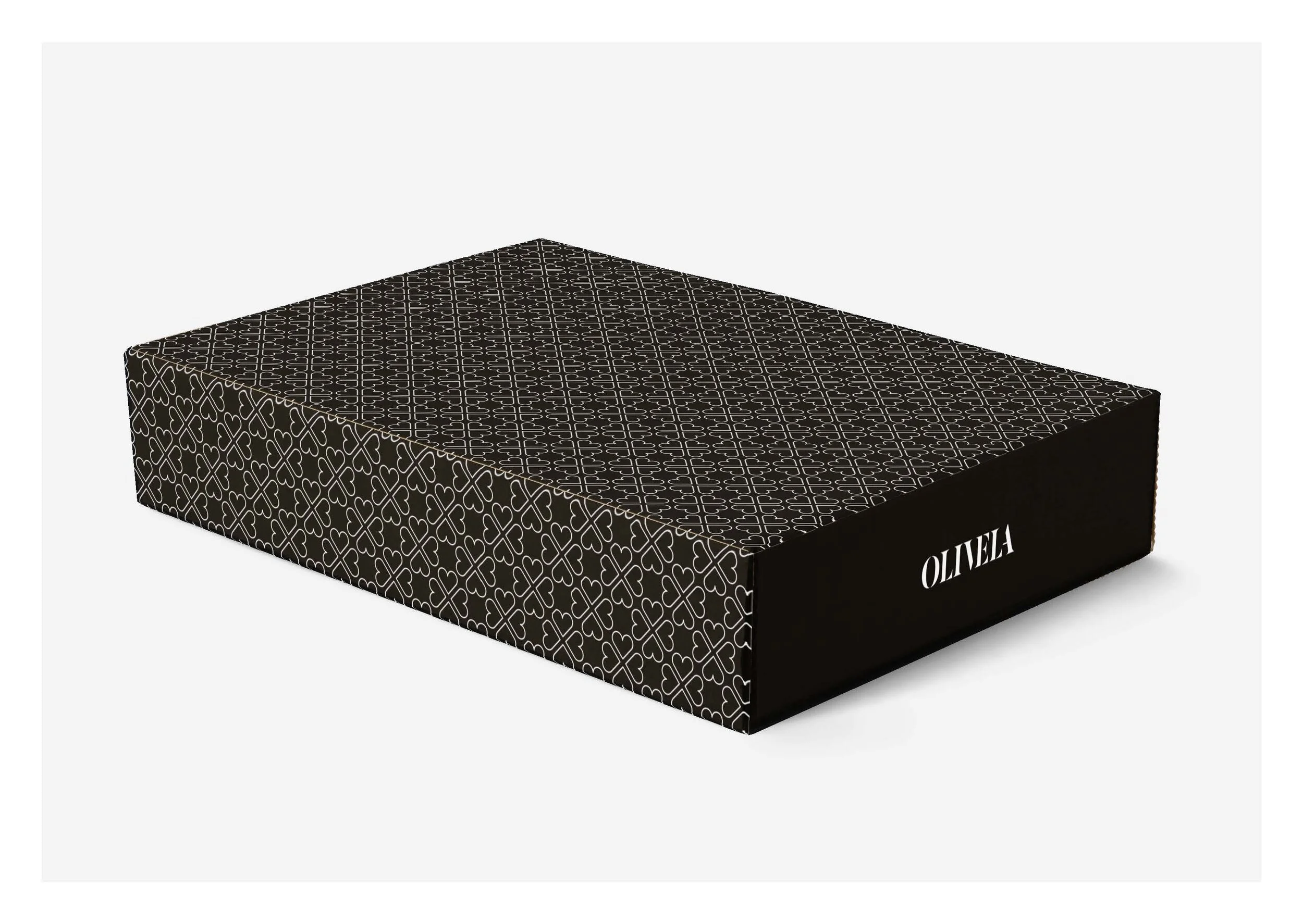 I worked with the product team to design and produce the Olivela box packaging and assets. It was production ready for initial brand launch.