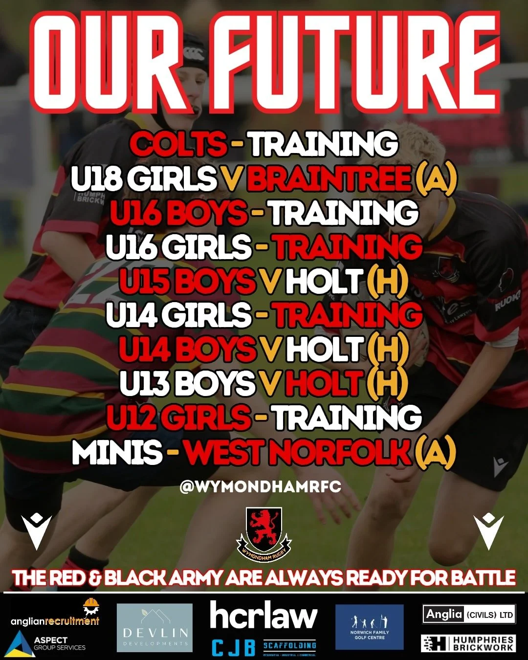Our youth &amp; mini&rsquo;s are fired up for their matches this morning! 🙌
Special shoutout to our Mini&rsquo;s heading to the West Norfolk Festival &ndash; go smash it! 💪

Meanwhile, at Barnard Fields, we&rsquo;ve got 3 great home fixtures as we 