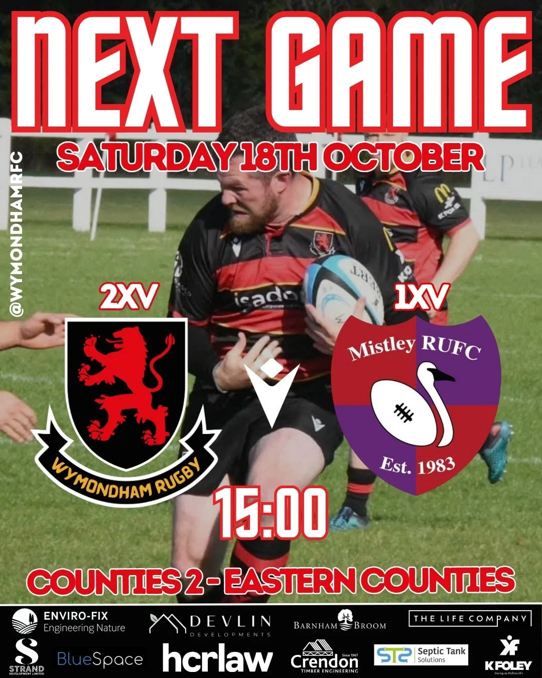 Our 2XV welcome high-flying @mistleyrufc to Barnard Fields this Saturday for a massive clash. Both sides are coming off defeats last weekend and will be fighting hard for valuable league points. Expect physicality, passion, and plenty of action! 🔥

