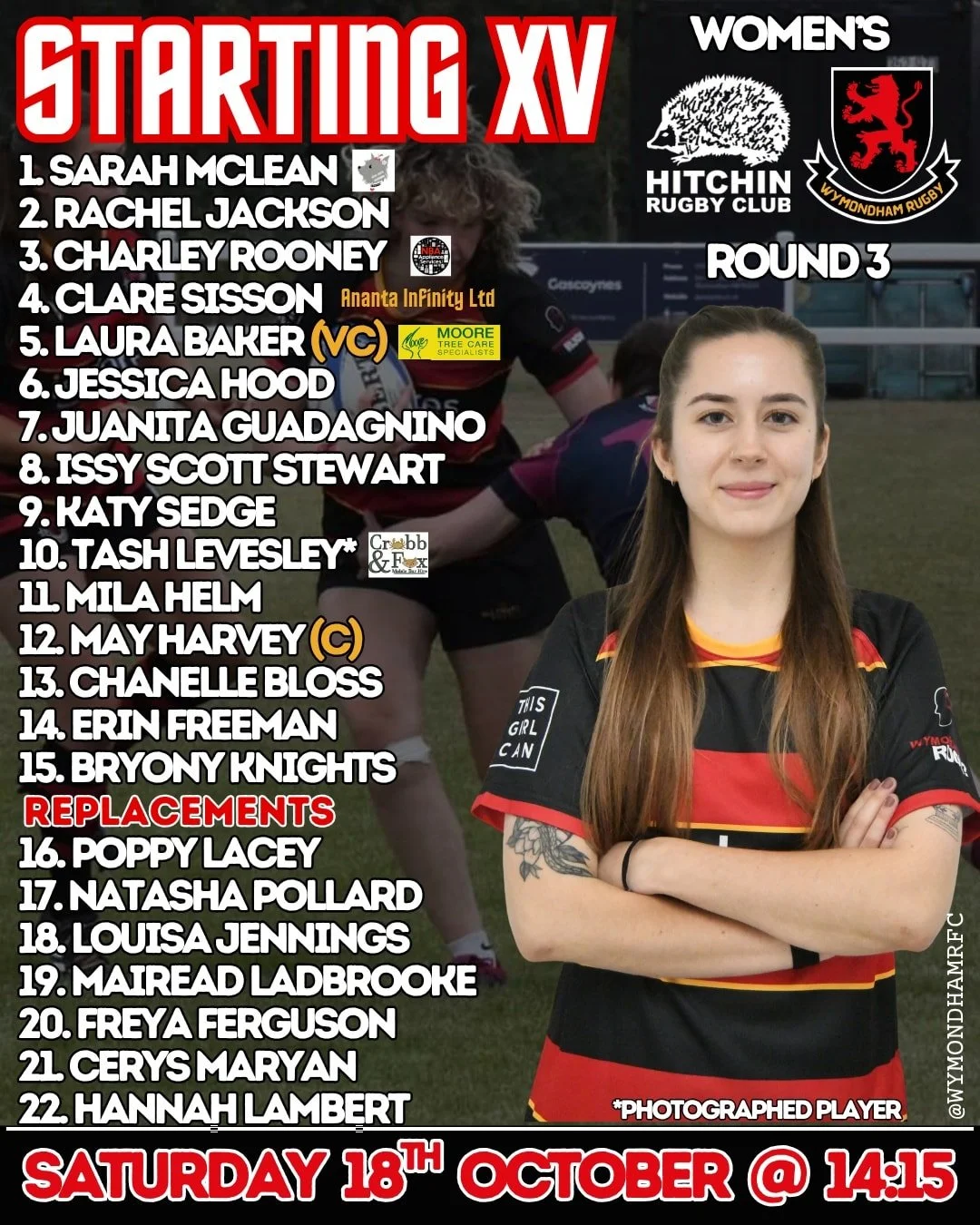 🔴⚫ TEAM ANNOUNCEMENT ⚫🔴
Our Women in Red &amp; Black hit the road tomorrow as they travel to take on @hitchinladies! 🏉 🐝 

Best of luck, Wasps &mdash; we&rsquo;ll be cheering you on from home and can&rsquo;t wait to see you back at the Club with 