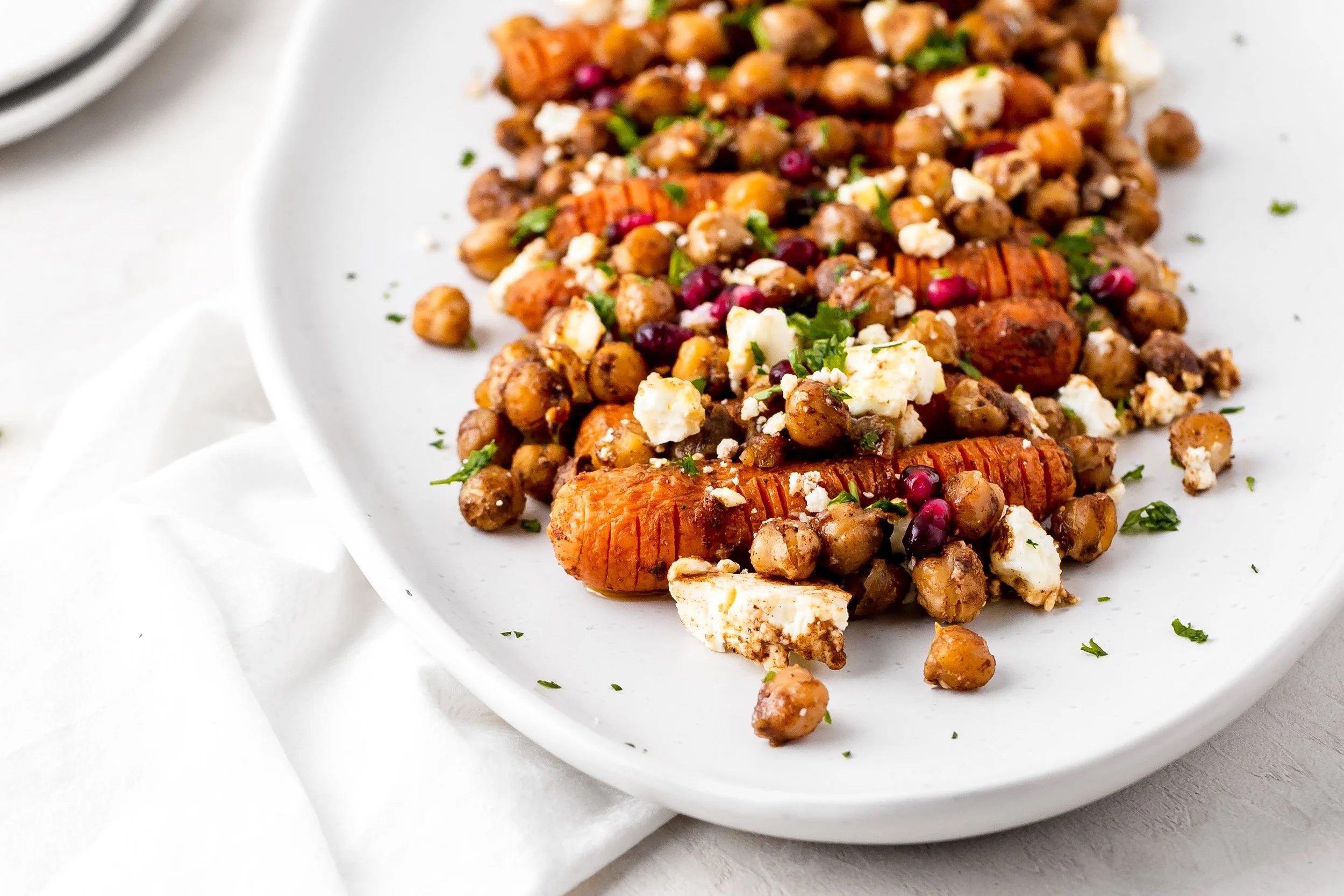 Honey Feta Roasted Carrots &amp; Spiced Chickpeas