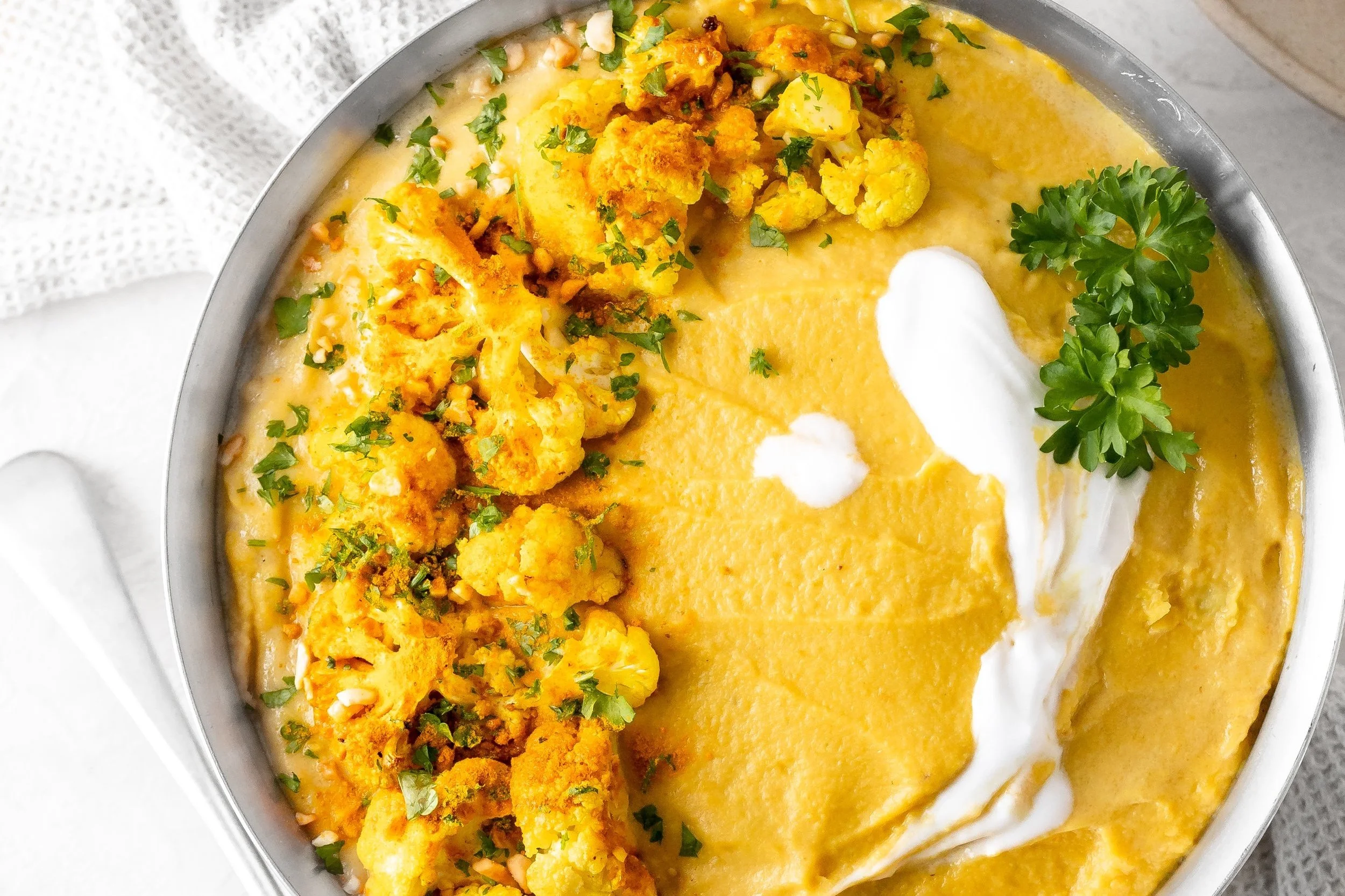 Roasted Cauliflower &amp; Turmeric Lentil Soup