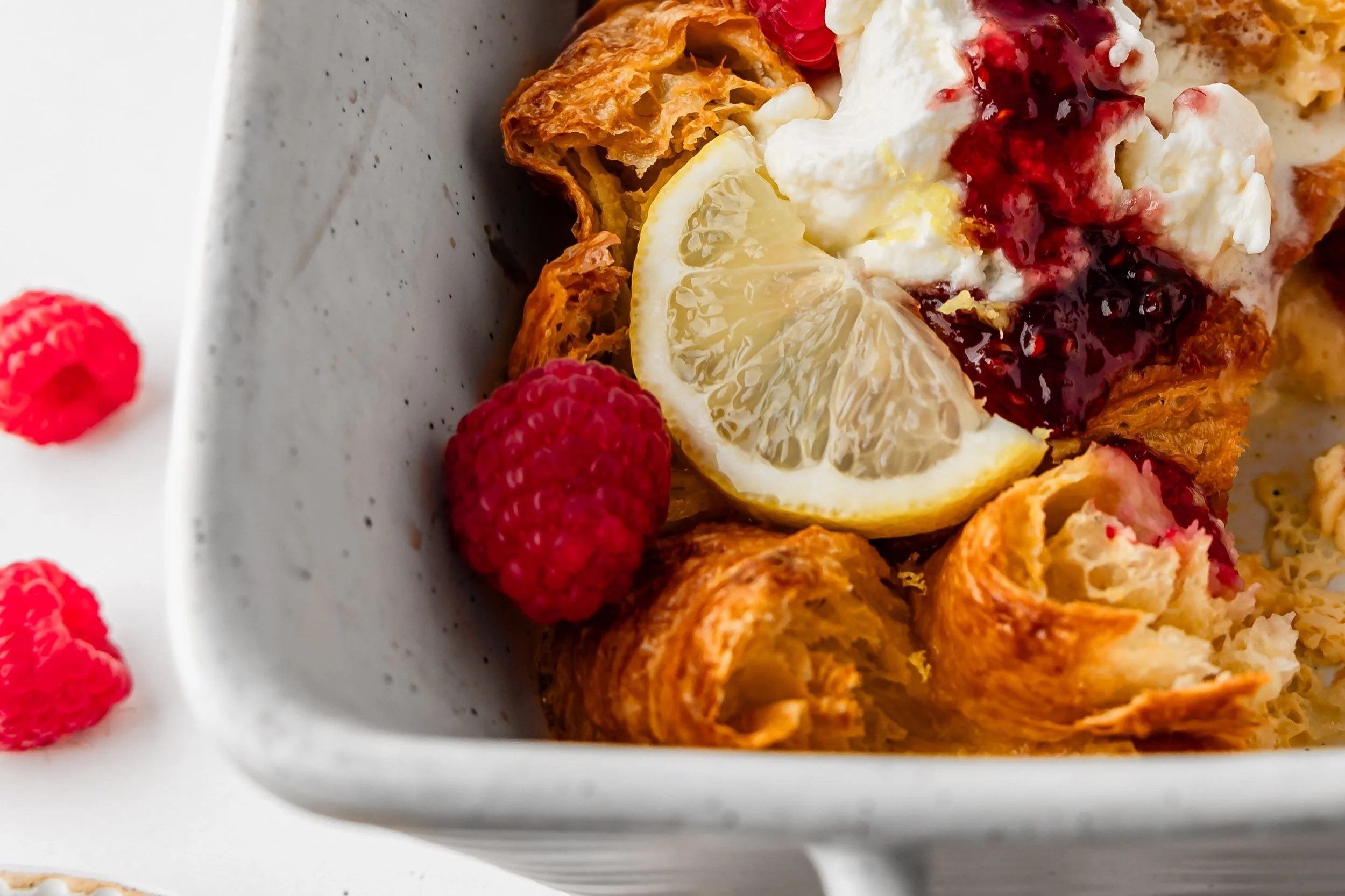 Lemon Raspberry Baked Croissant French Toast