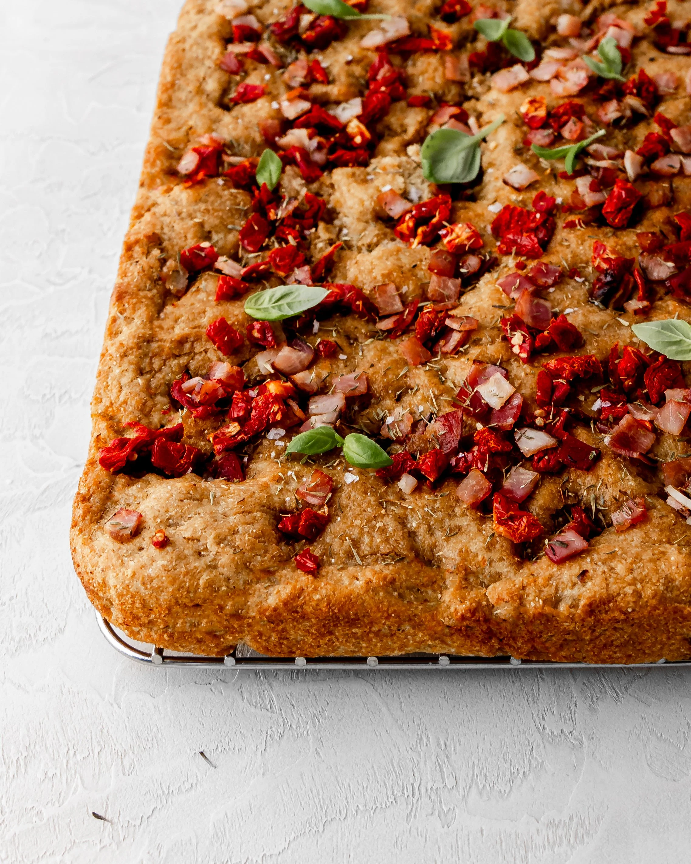 Garlic, Sundried Tomato & Bacon Focaccia