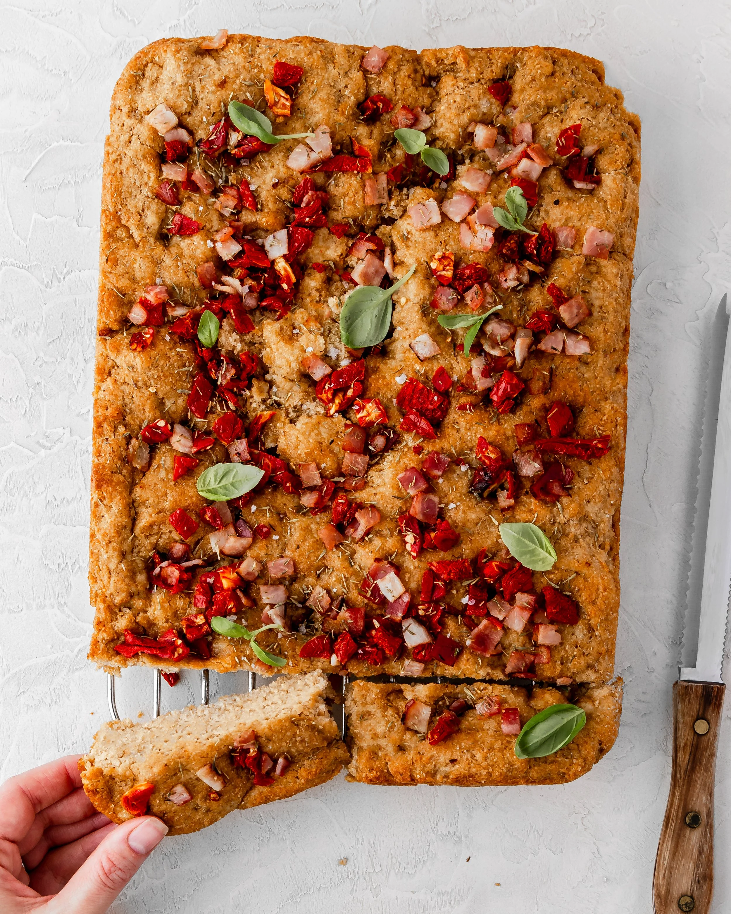Garlic, Sundried Tomato & Bacon Focaccia