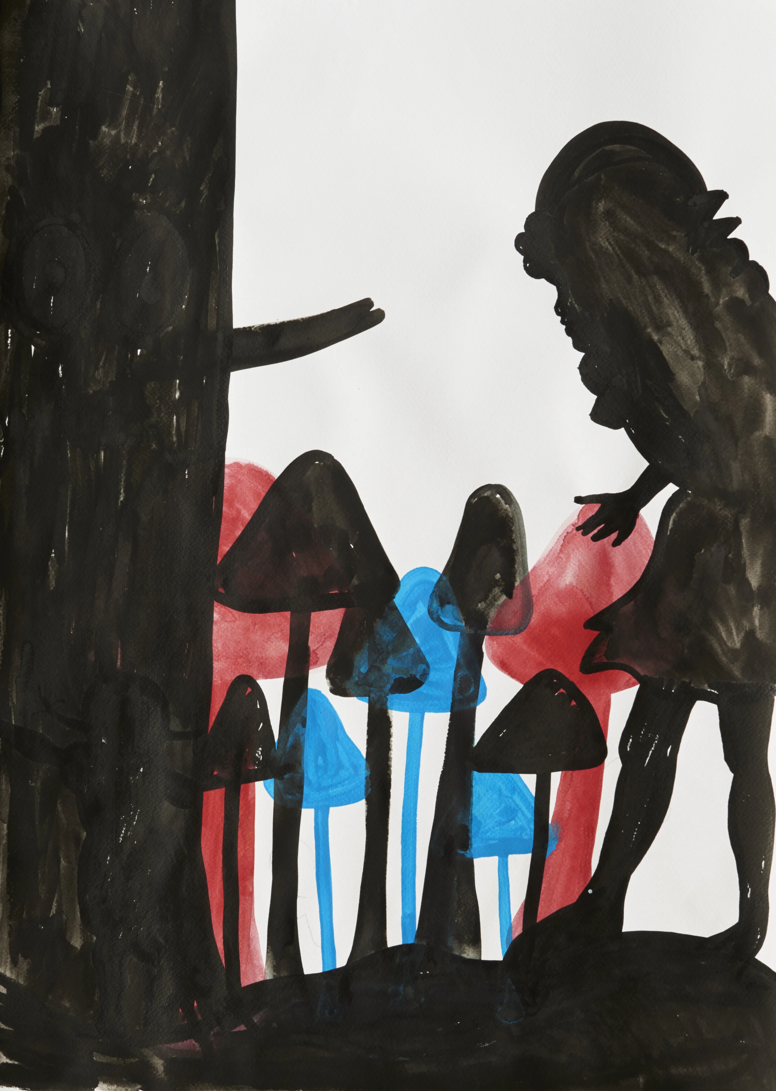 'Peeking', 2020. Ink and acrylics on paper. 70cm x 50cm. 