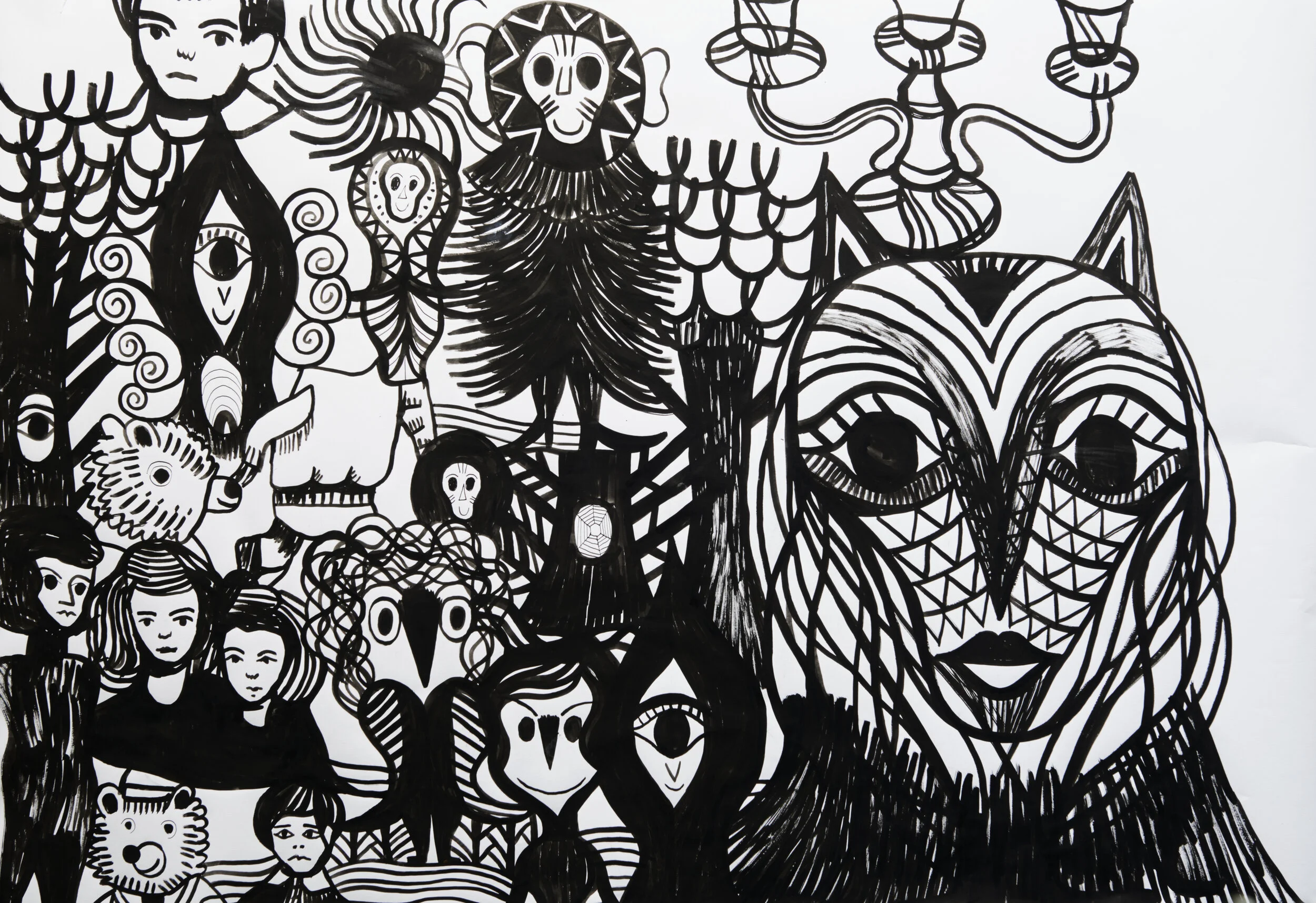'Flow', ink and acrylics on paper. 84cm x 120cm, 2020