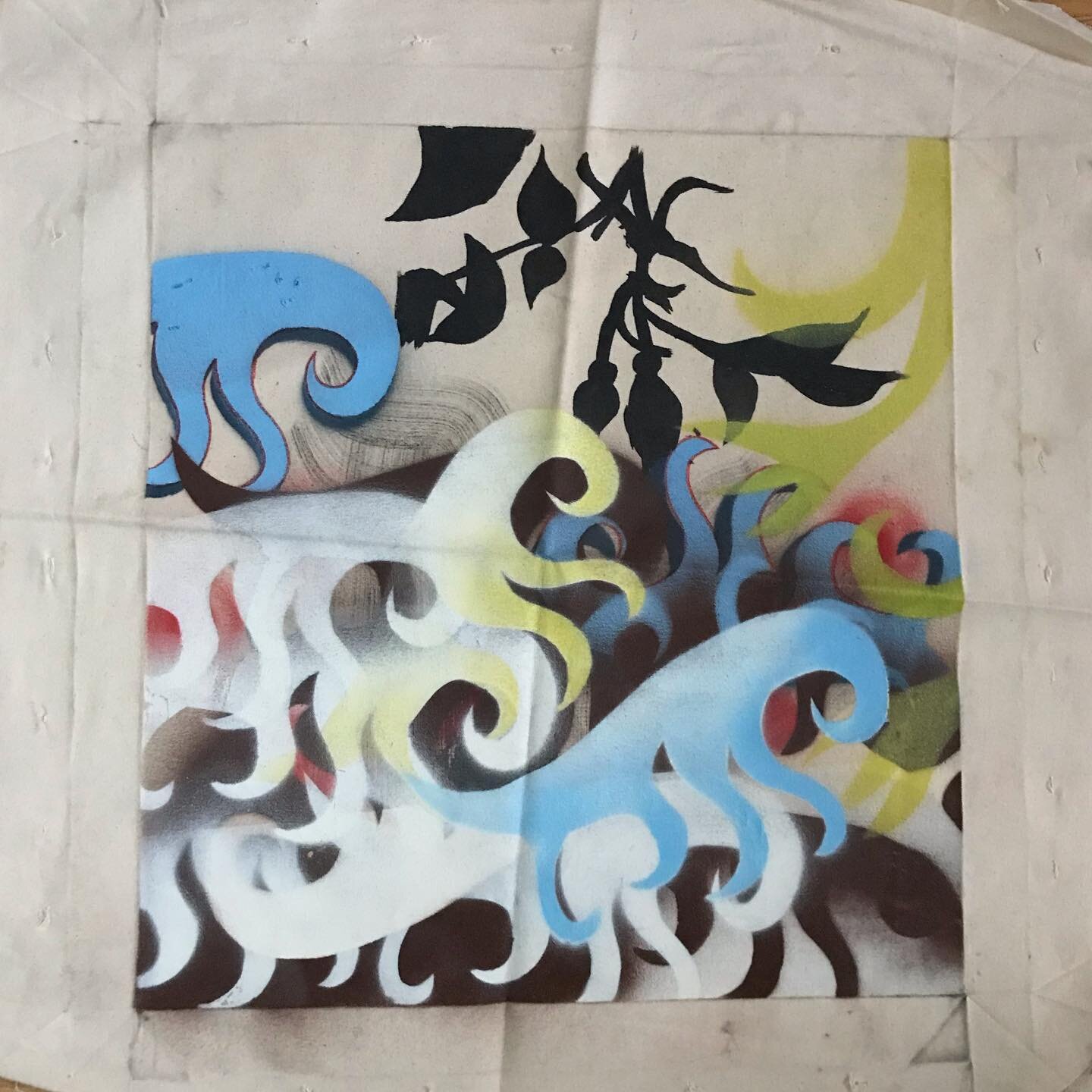 Found this unstretched painting at the loft of our house the other day. I made it whilst studying for my MA Fine Art from Central Saint Martins in London, 2004-05. Getting inspired for future works by looking at this older piece. Need to stretch it a