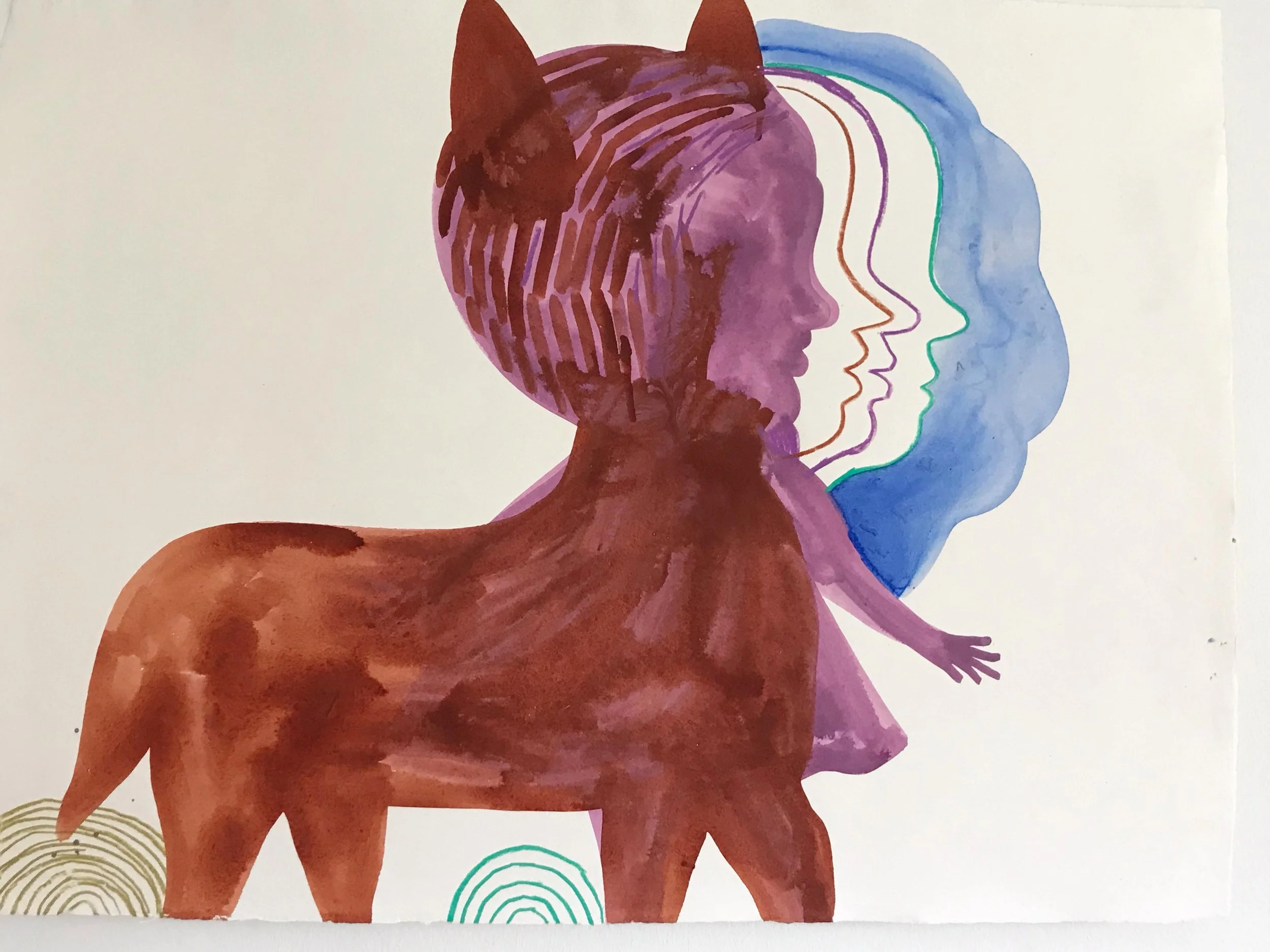 'Other Beings'. Acrylics on khadi paper. 70cmx60cm. 2022
