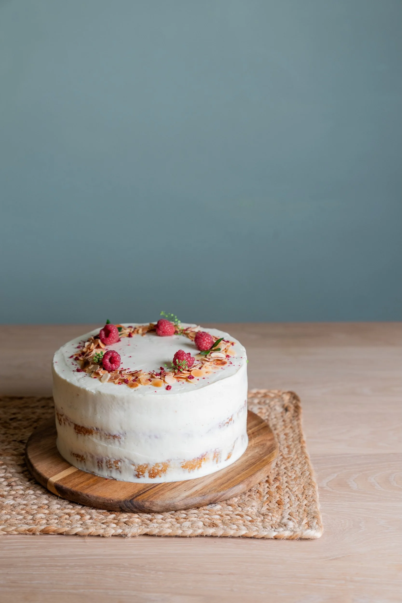 Raspberry Elderflower Polenta Cake