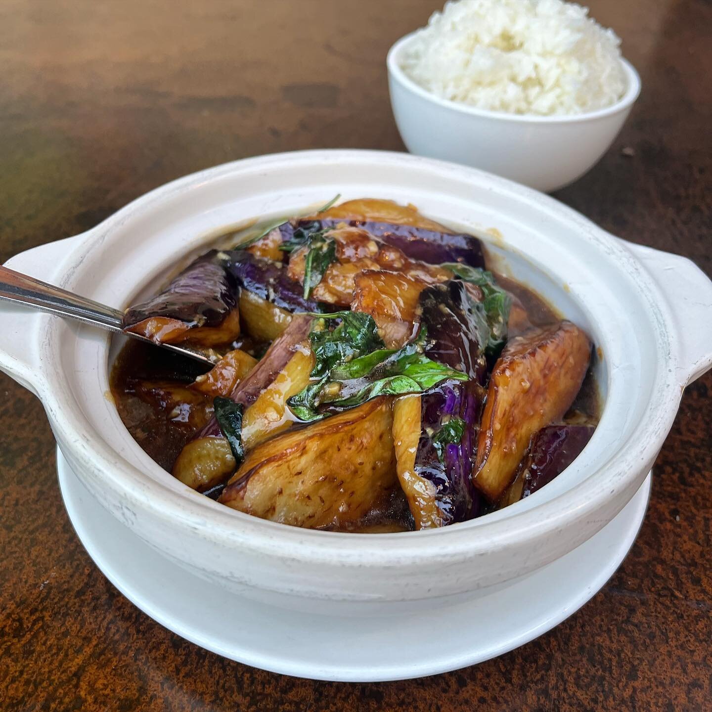 &bull;Wok Tossed Basil Eggplant&bull; 

All my 🍆 fans rejoice, the ultimate dish is waiting for you at our DTLA location! Tender pieces of eggplant with Thai basil in a garlicky sauce.