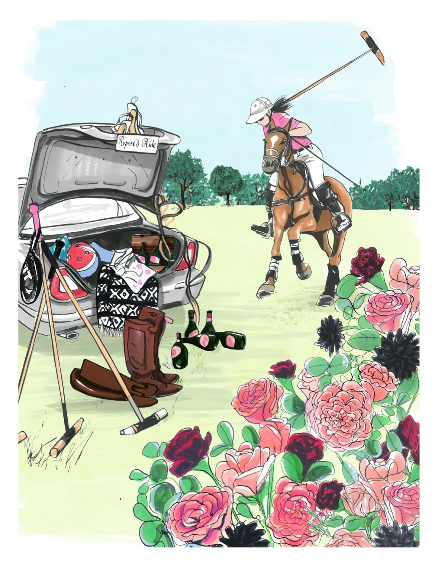 END OF SEASON 🌸 

To mark the end of the polo season at @guardspoloclub in Windsor Great Park, I asked my incredibly talented friend @claremallison to illustrate my three favourite parts of the season for me to present to the team there to show how 