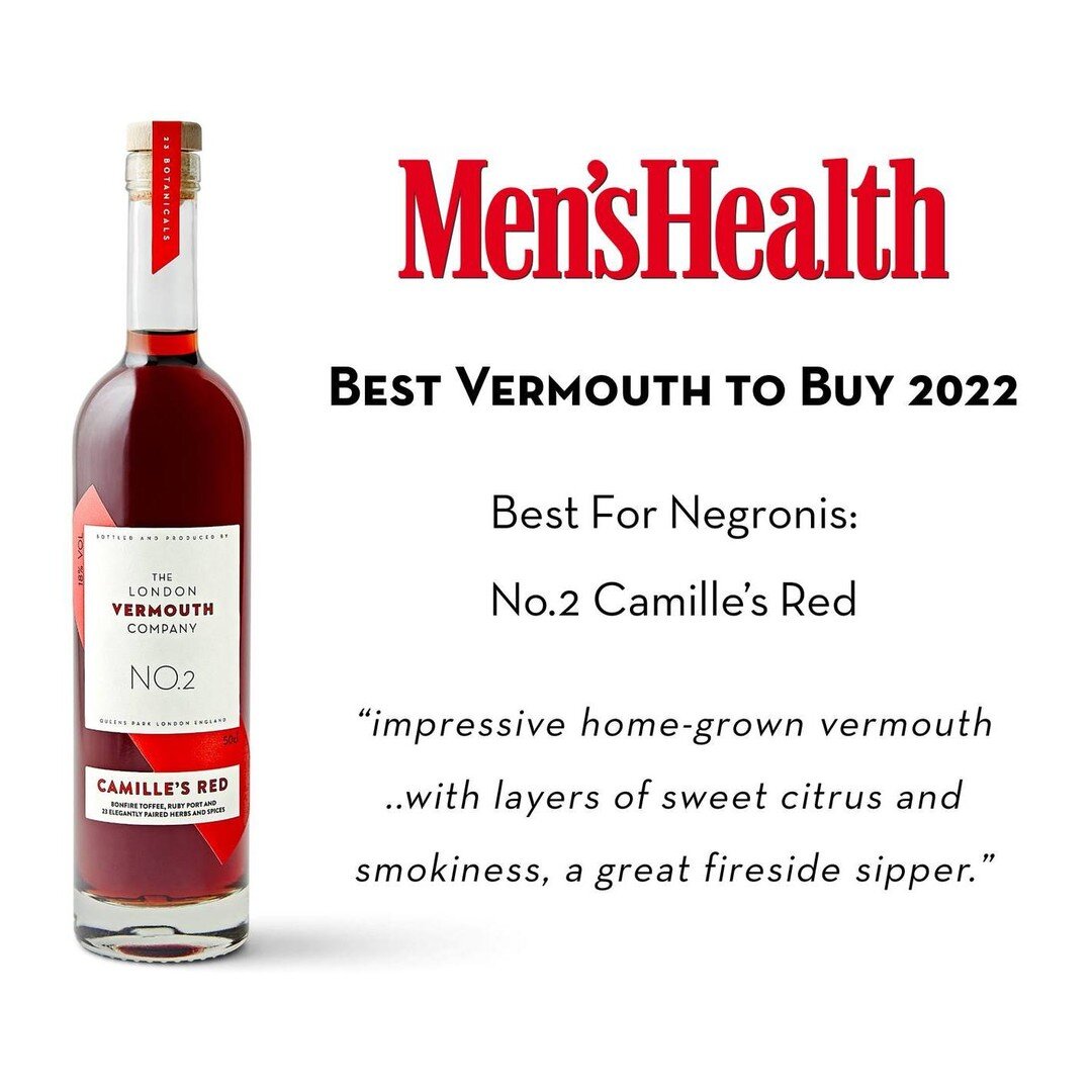 We are pleased to announce that in this
year's vermouth test, Mens Health recommended our No.2 Camille's Red as &quot;Best Vermouth for Negronis&quot;.

Their panel of 10 trained experts and consumers sampled 20 varieties of vermouth to find the best